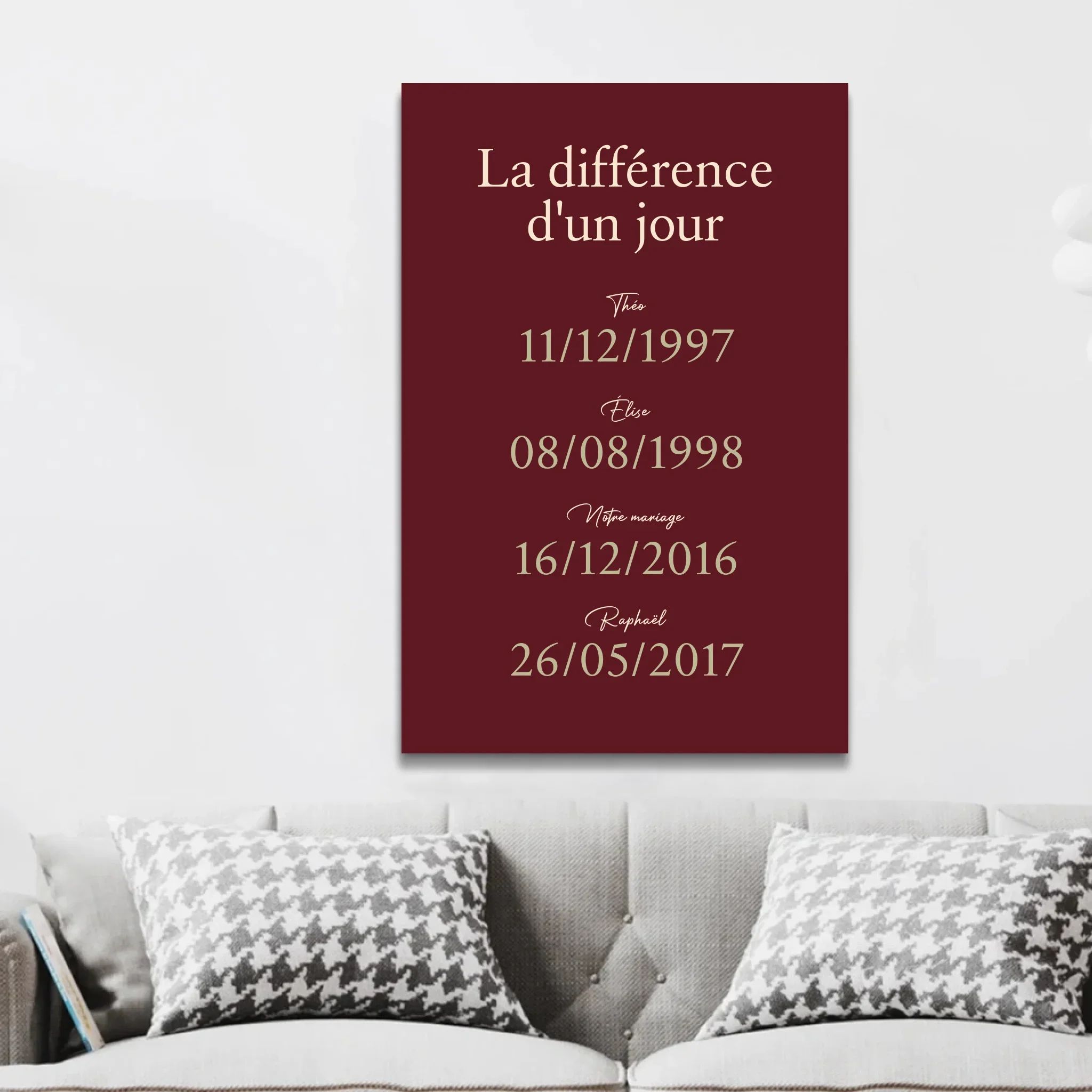 Toile personnalisée "La différence d'un jour" - Image 2