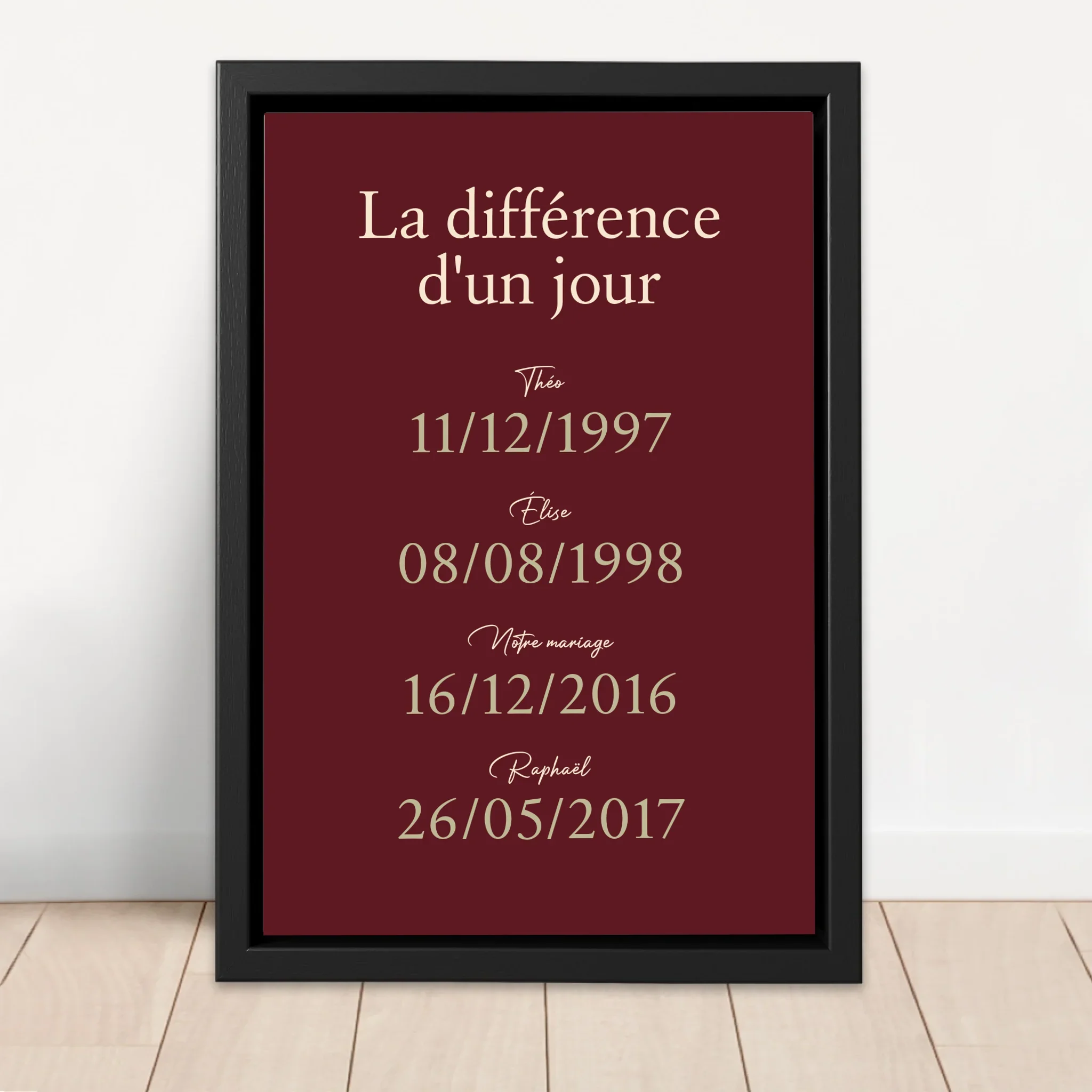 Toile personnalisée "La différence d'un jour" - Image 4