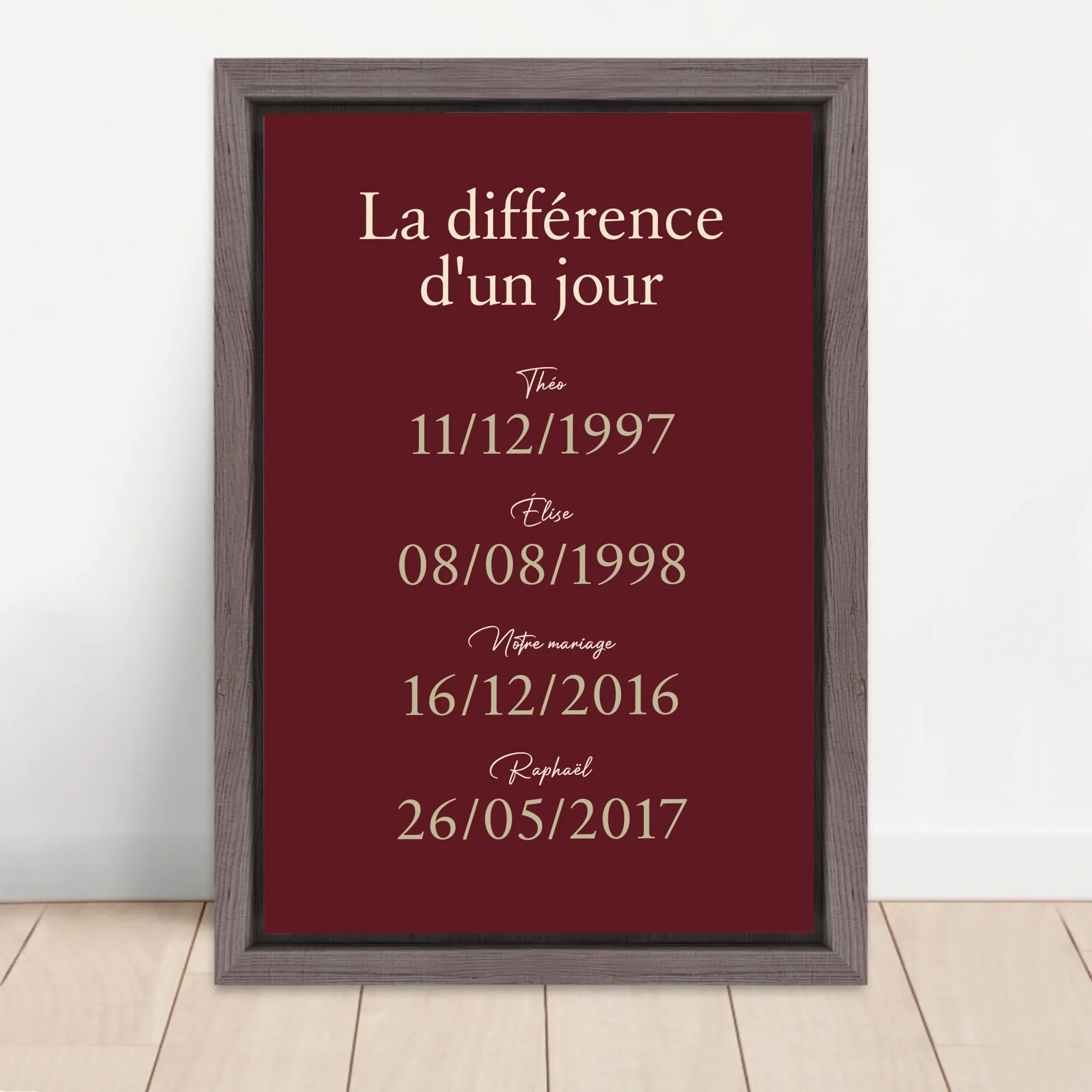 Toile personnalisée "La différence d'un jour" - Image 5