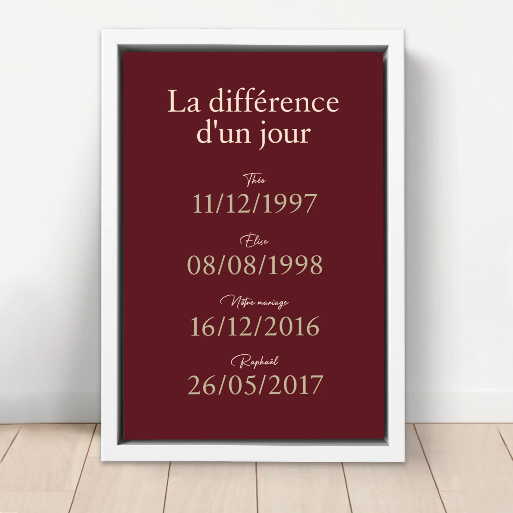 Toile personnalisée "La différence d'un jour" - Image 6
