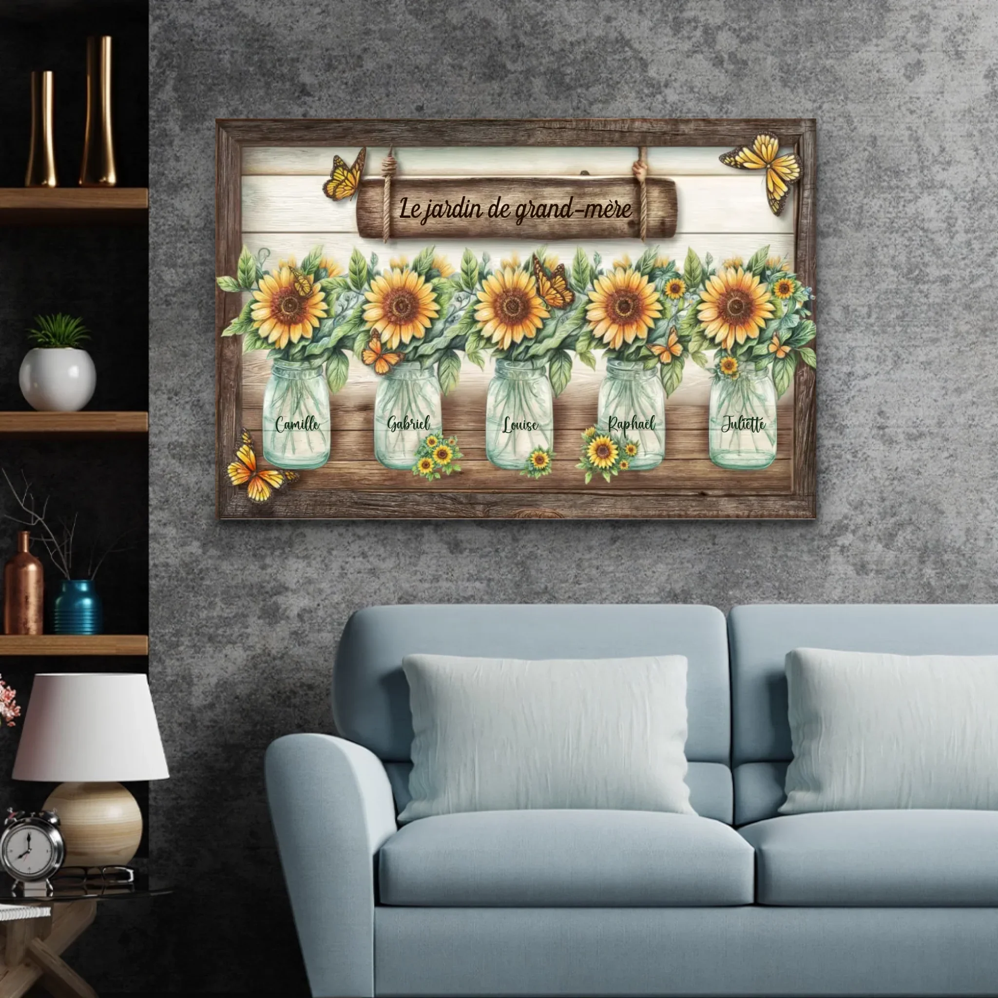 Toile personnalisée – Le jardin de tournesols de mamie - Image 3