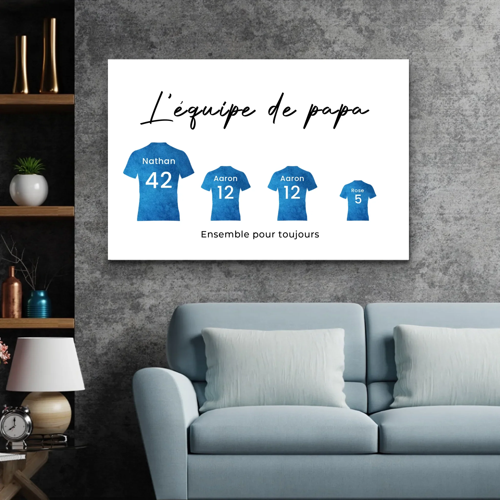 Toile personnalisée "L'équipe de foot de papa avec des maillots personnalisables" - Image 3