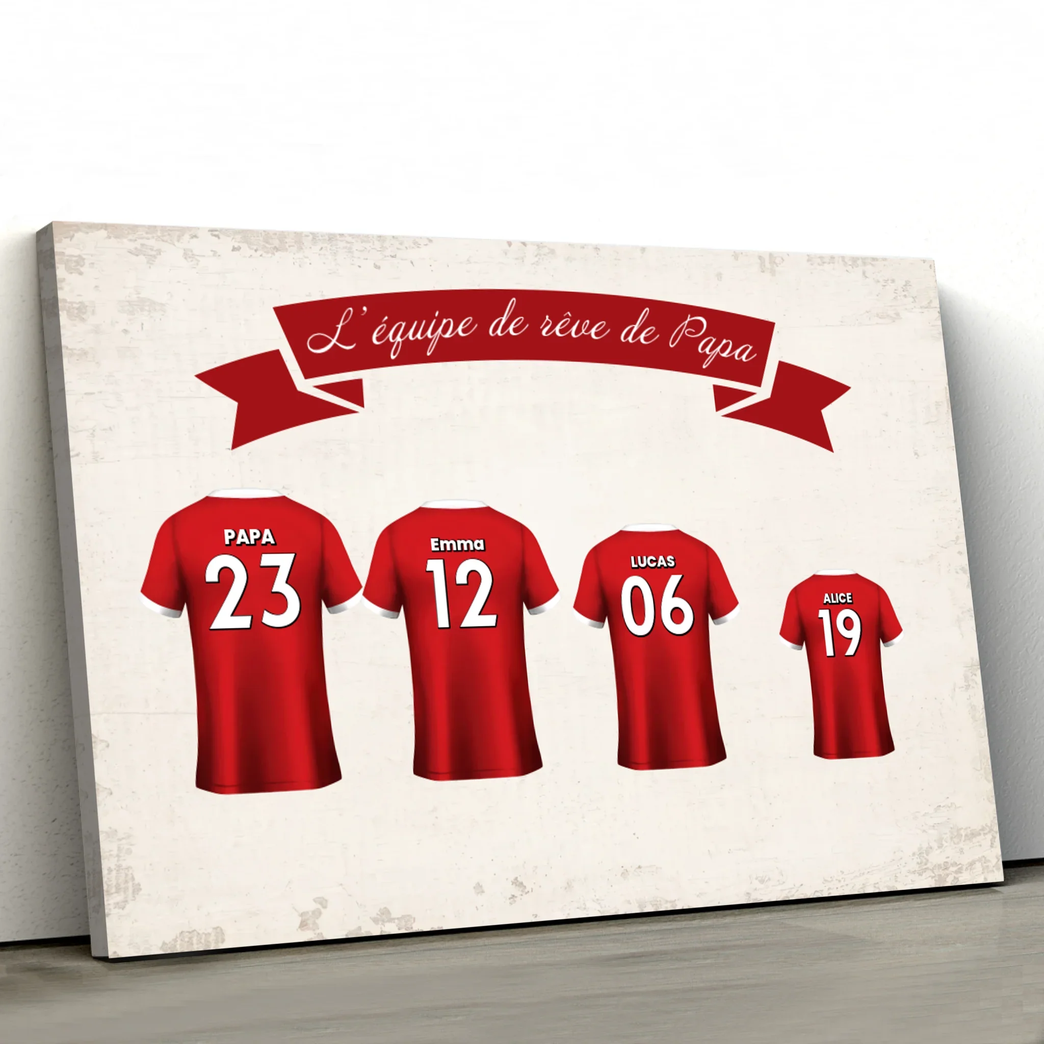 Toile personnalisée "L'équipe de foot de papa avec maillot personnalisable" - Image 2
