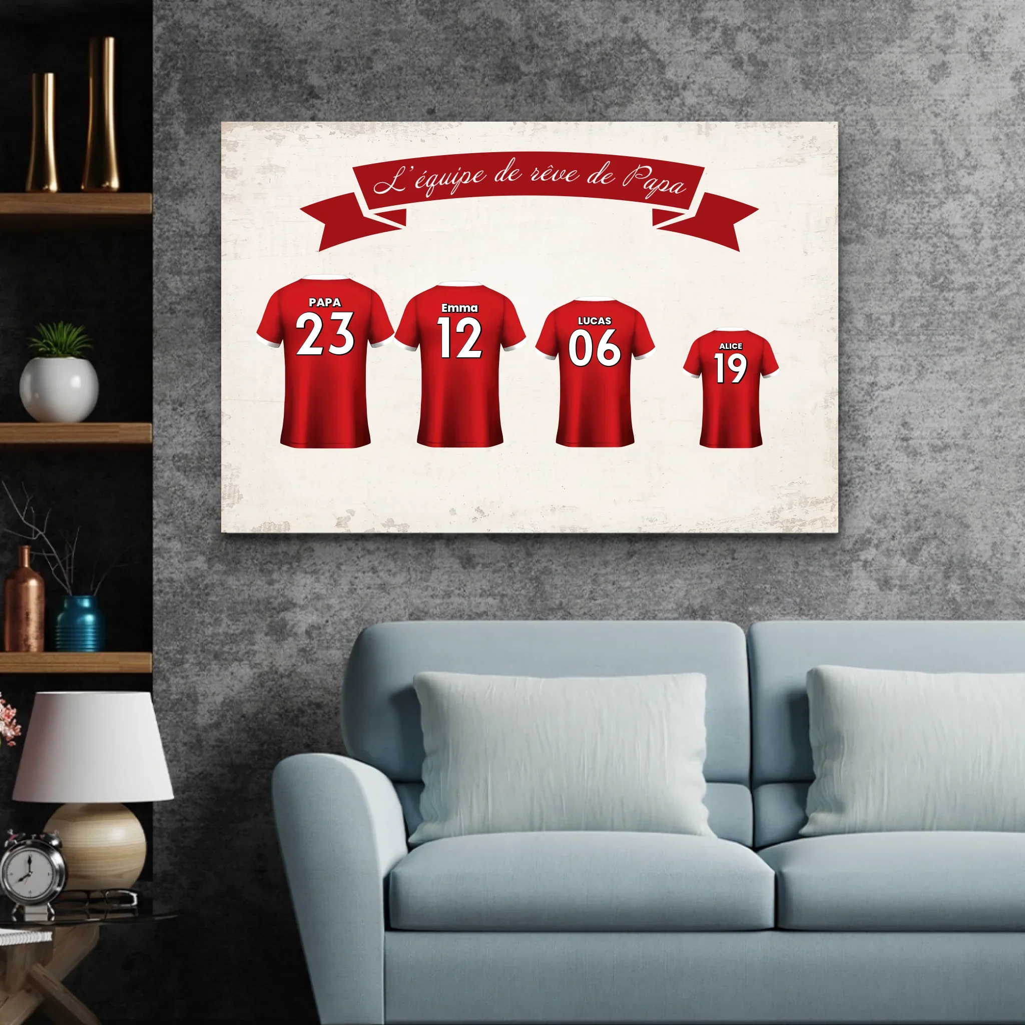 Toile personnalisée "L'équipe de foot de papa avec maillot personnalisable" - Image 3
