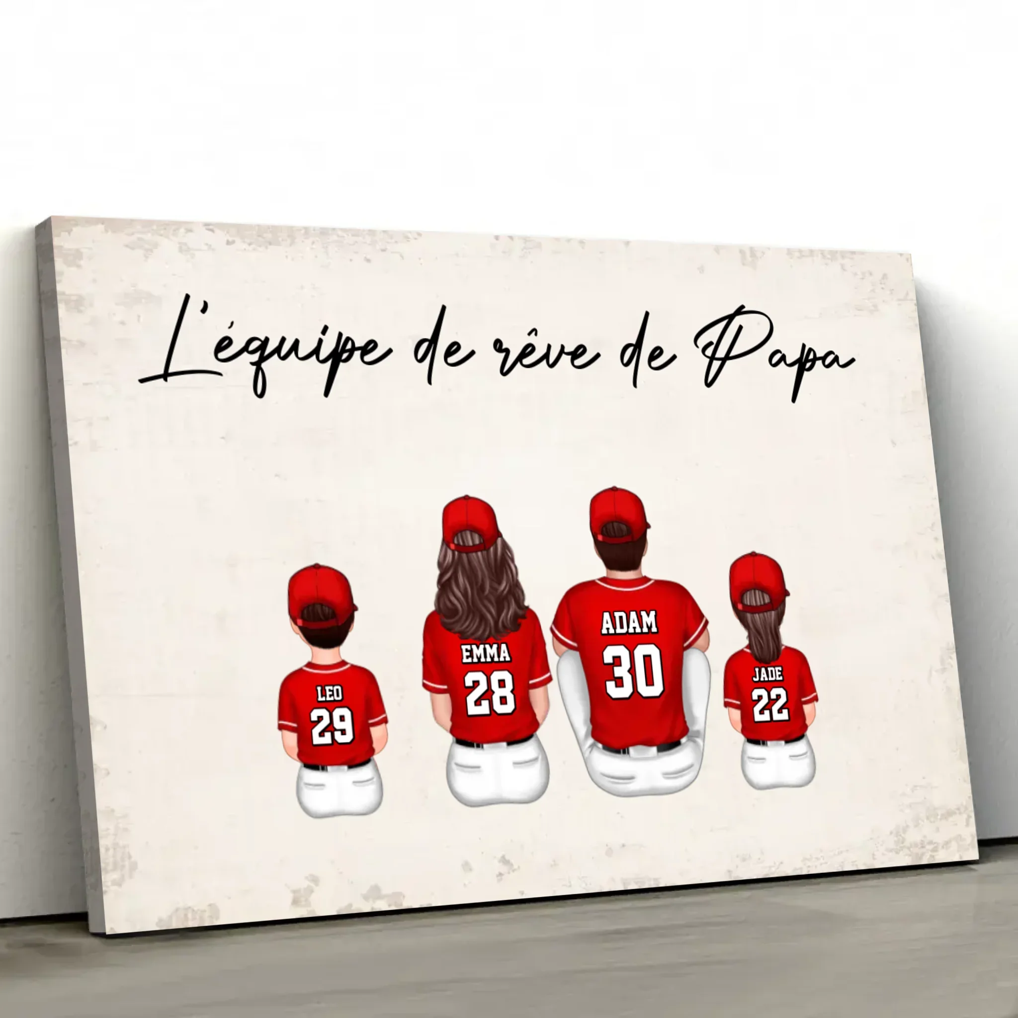 Toile personnalisée "L'équipe de rêve de Papa - Baseball" - Image 2