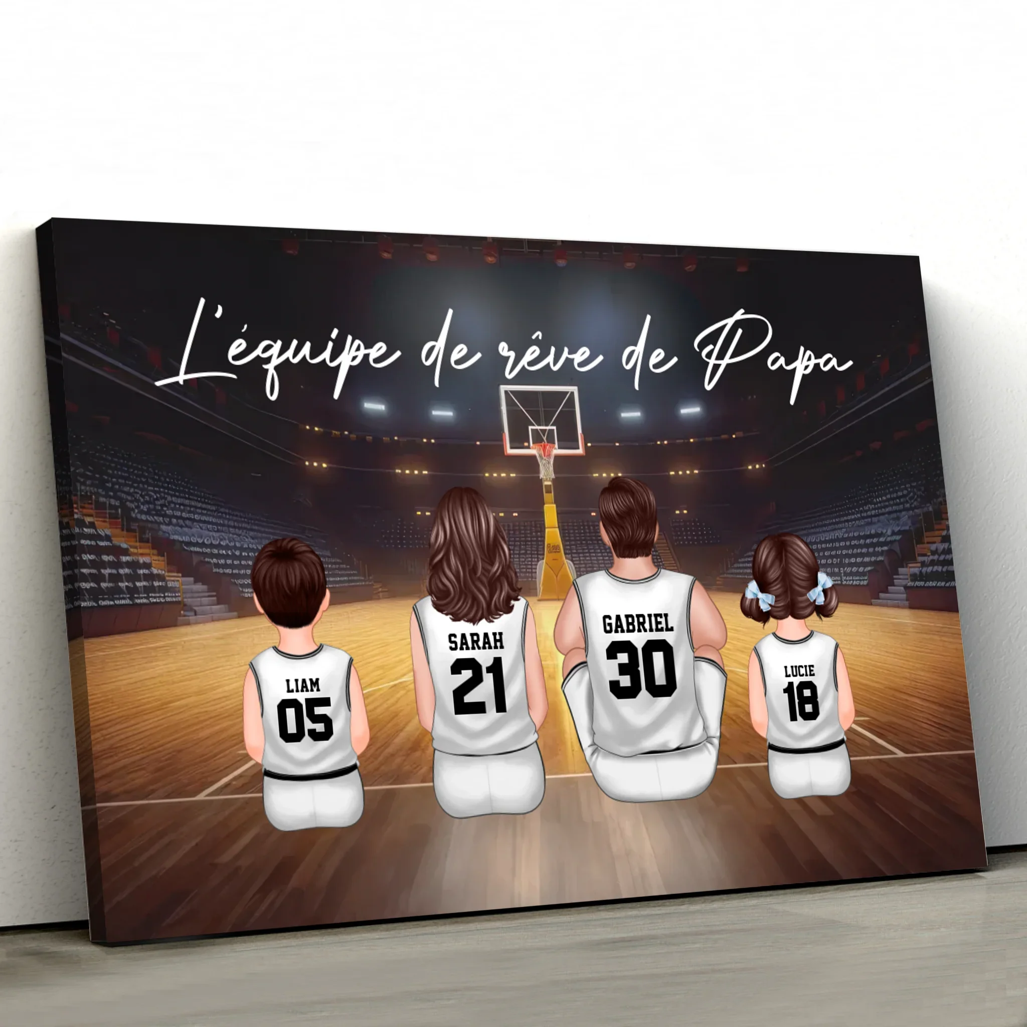 Toile personnalisée "L'équipe de rêve de Papa - Basket" - Image 2
