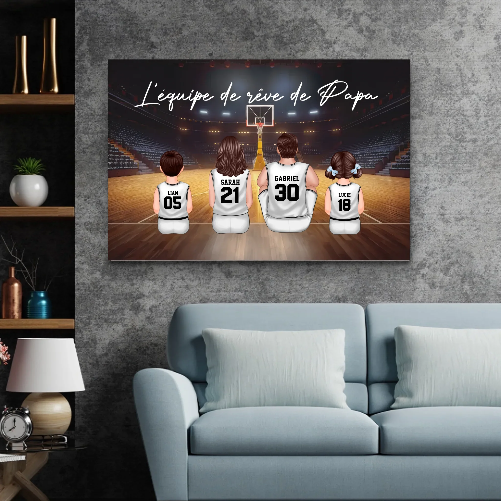 Toile personnalisée "L'équipe de rêve de Papa - Basket" - Image 3