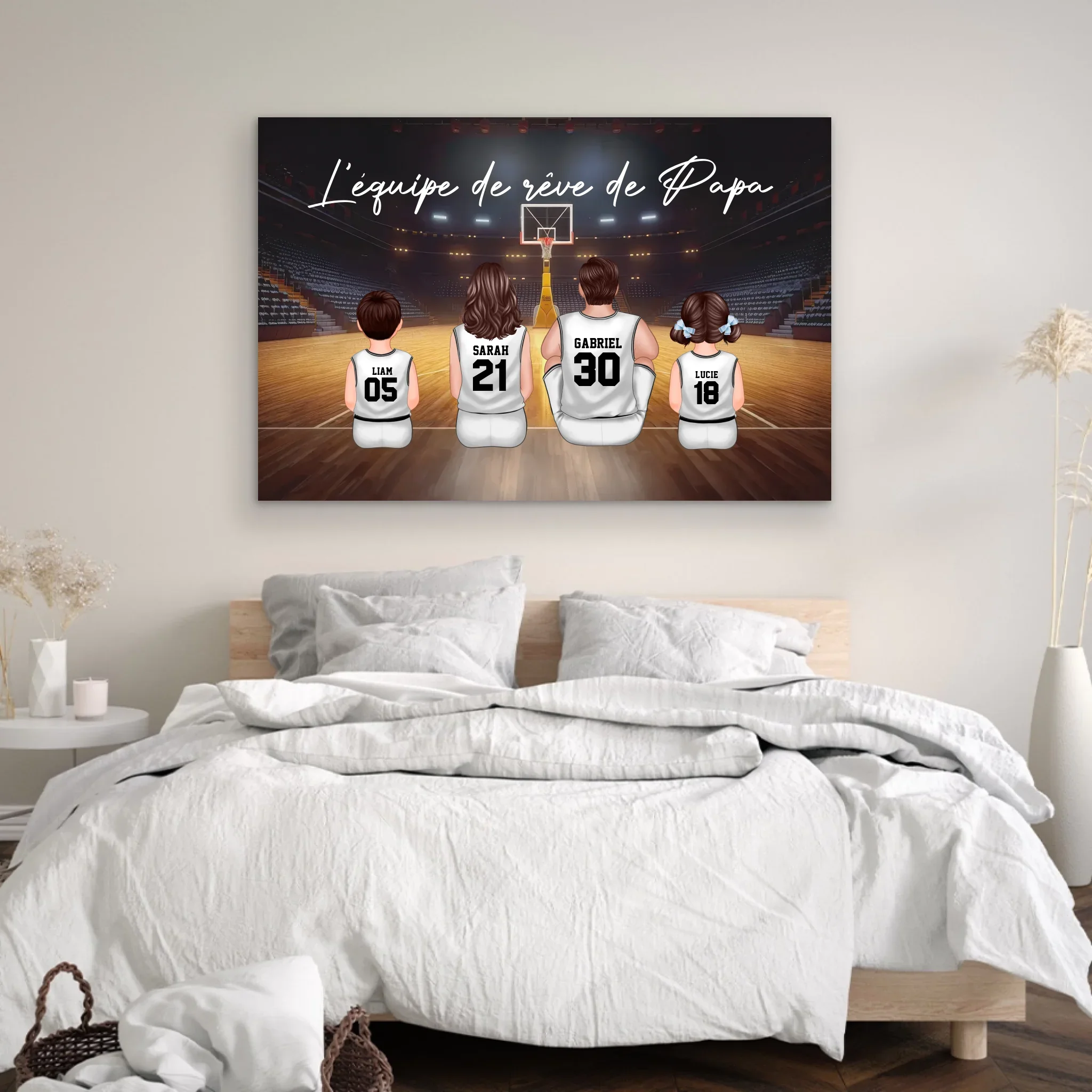 Toile personnalisée "L'équipe de rêve de Papa - Basket" - Image 4