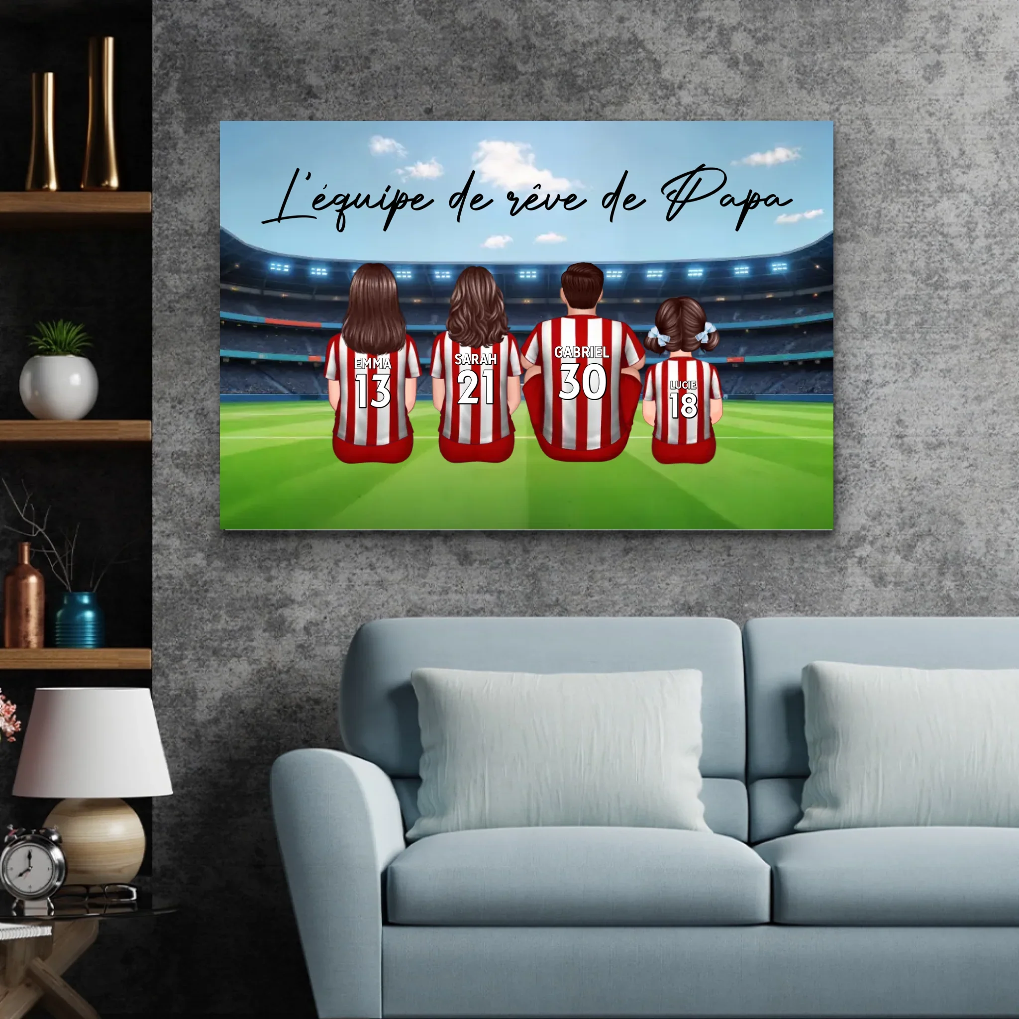 Toile personnalisée "L'équipe de rêve de Papa - Football" - Image 3