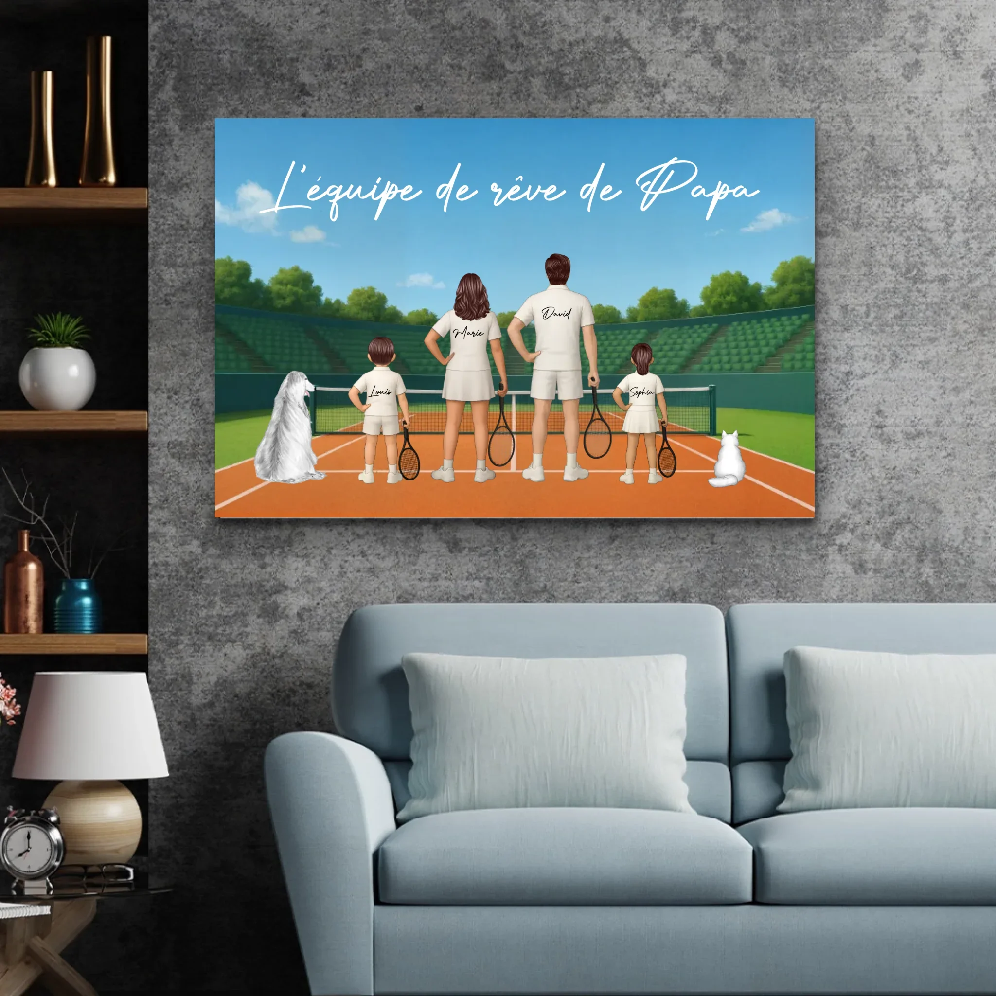 Toile personnalisée "L'équipe de rêve de Papa - Tennis" - Image 3