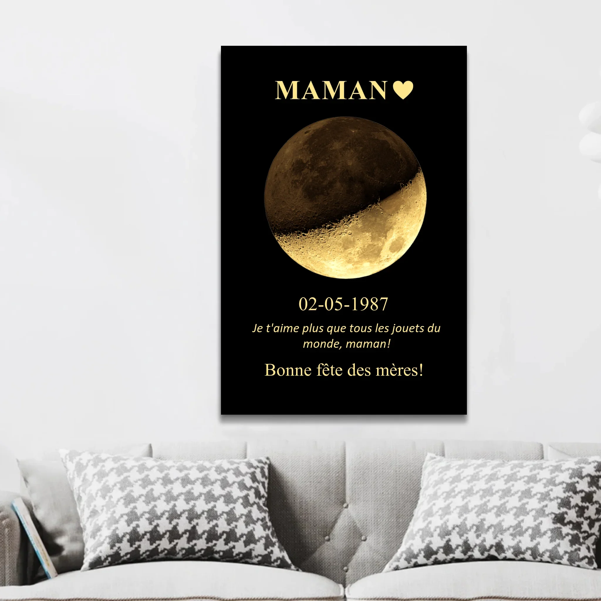 Toile personnalisée "Les phases de la lune pour maman et papa" - Image 2