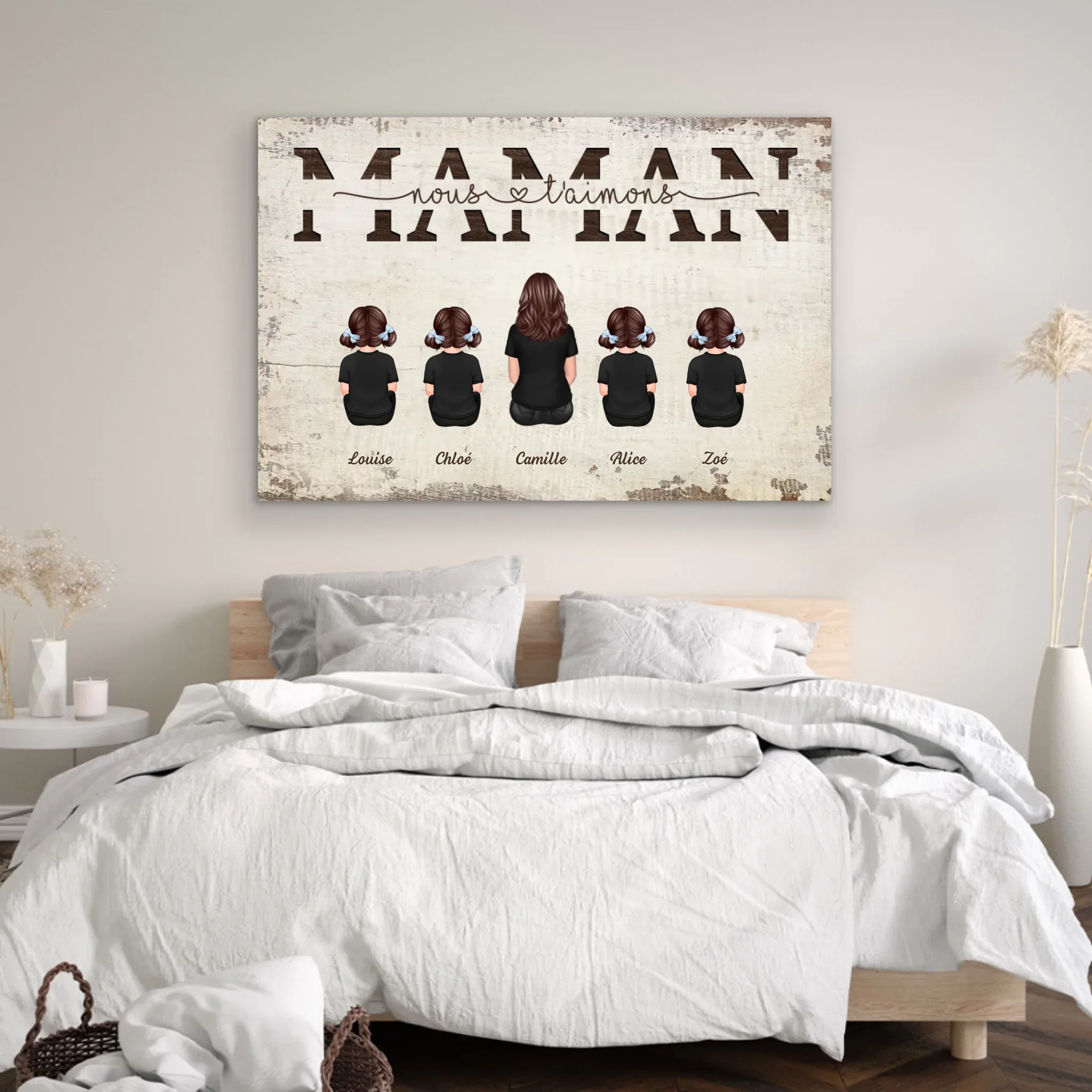 Toile personnalisée "Maman, nous t'aimons - Avec les membres de la famille" - Image 4