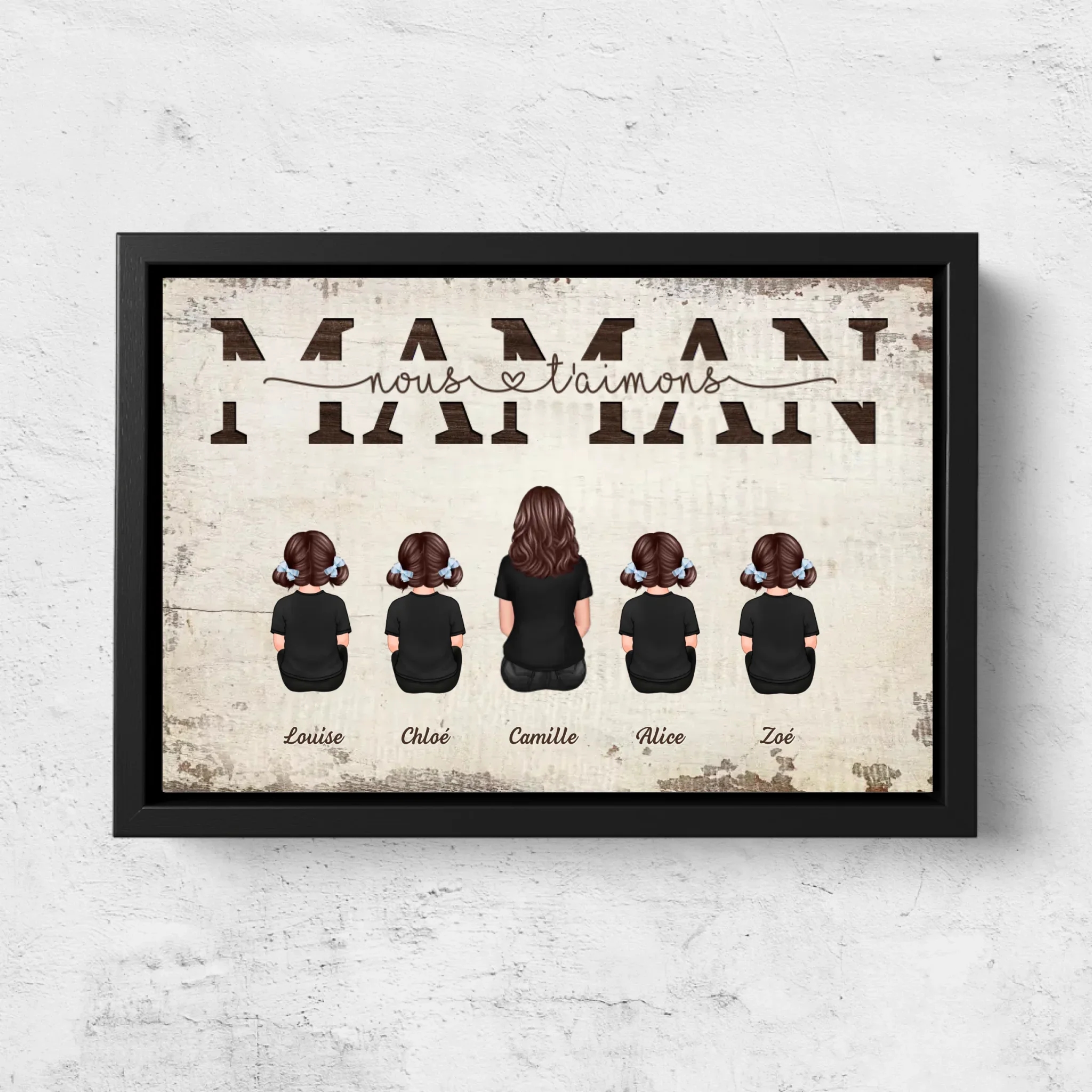 Toile personnalisée "Maman, nous t'aimons - Avec les membres de la famille" - Image 5