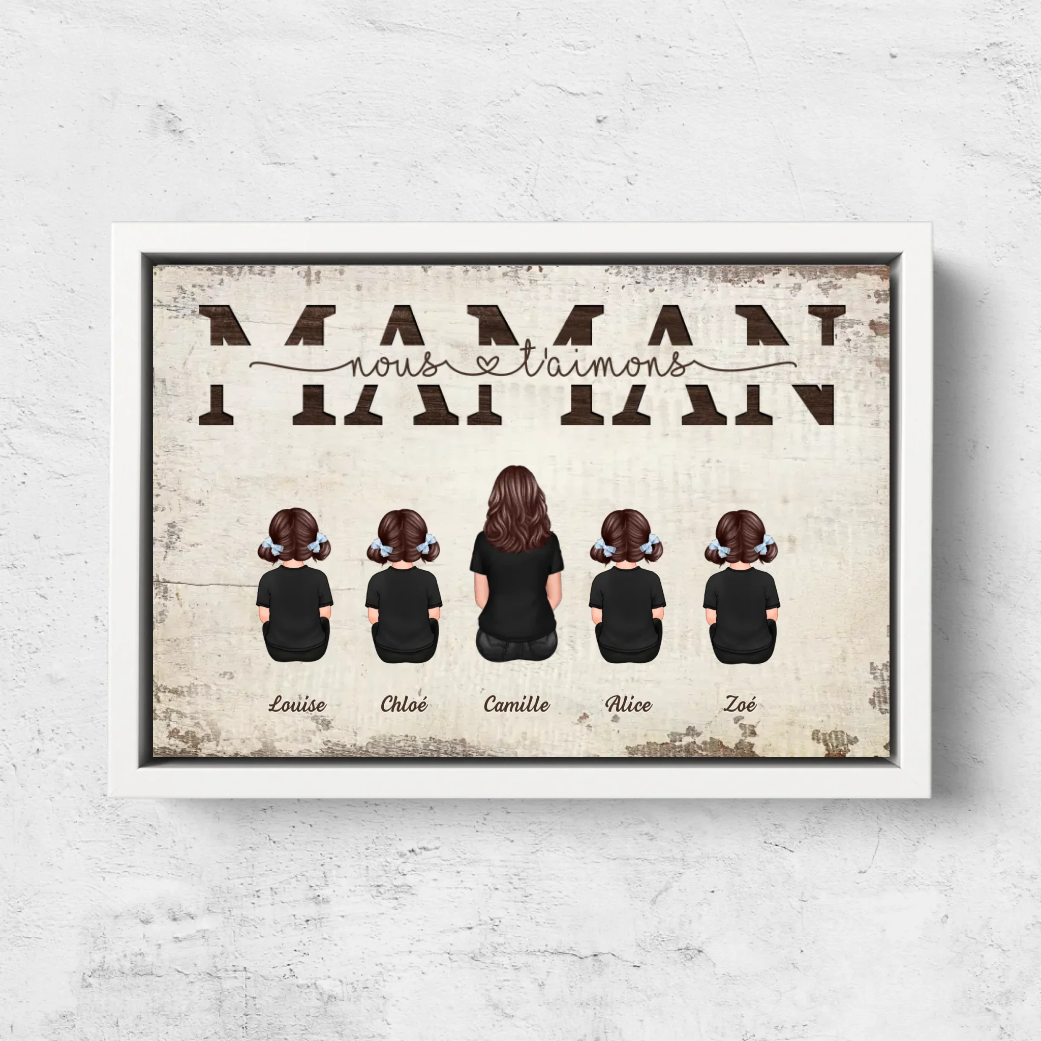 Toile personnalisée "Maman, nous t'aimons - Avec les membres de la famille" - Image 7