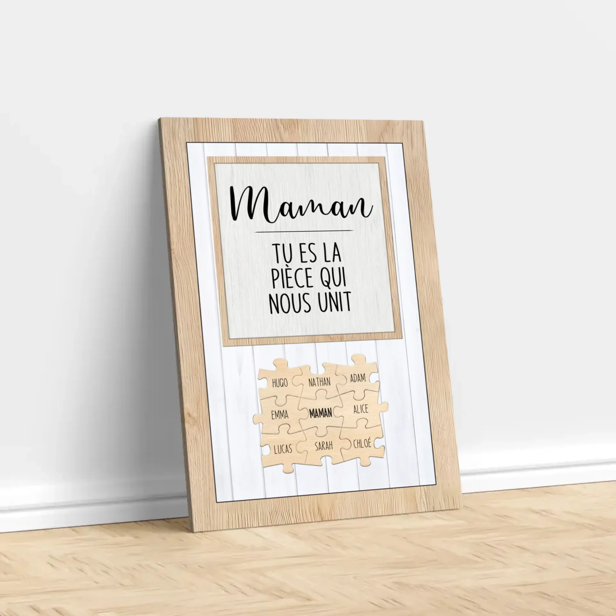 Toile personnalisée – Maman, tu es la pièce du puzzle qui nous unit - Image 3