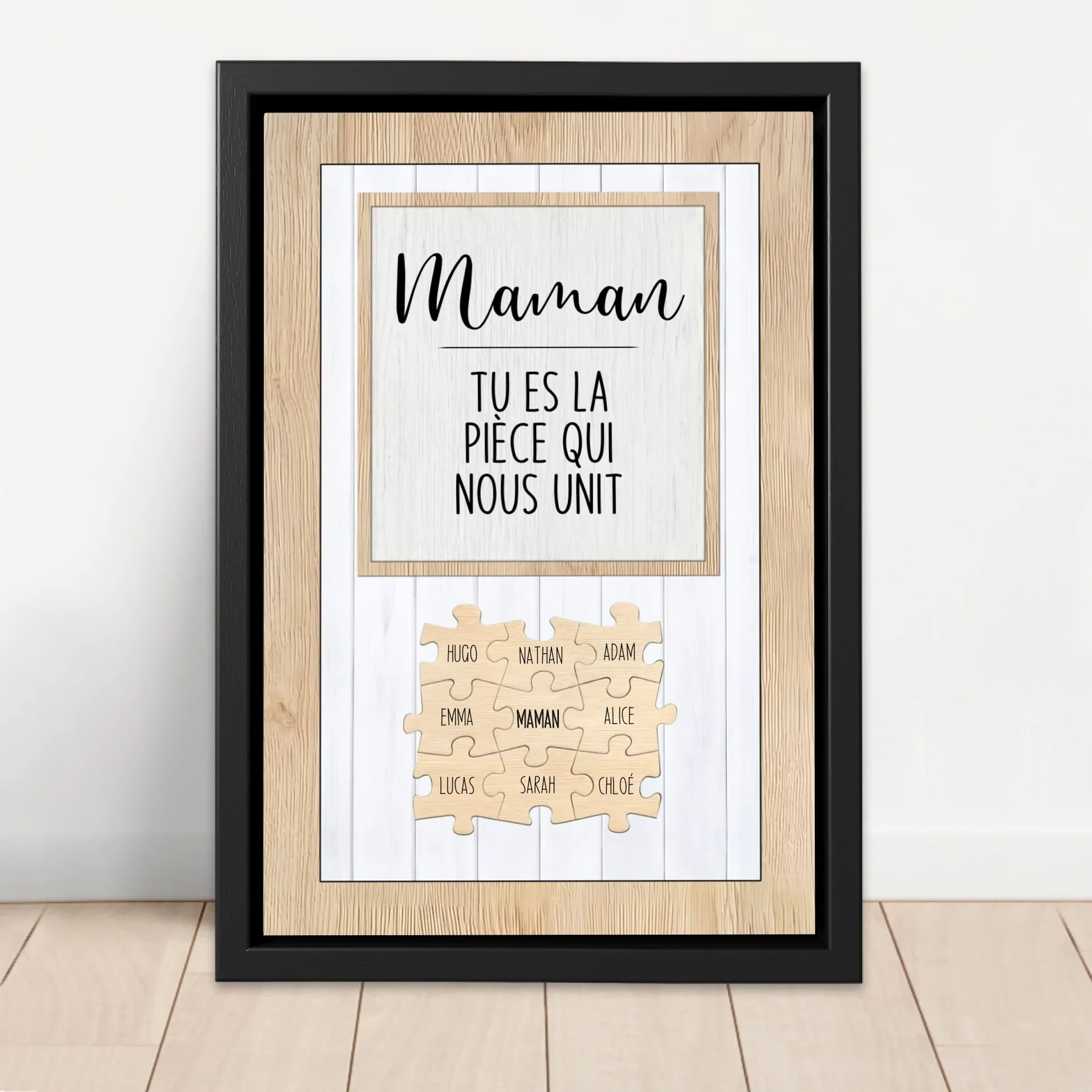 Toile personnalisée – Maman, tu es la pièce du puzzle qui nous unit - Image 4