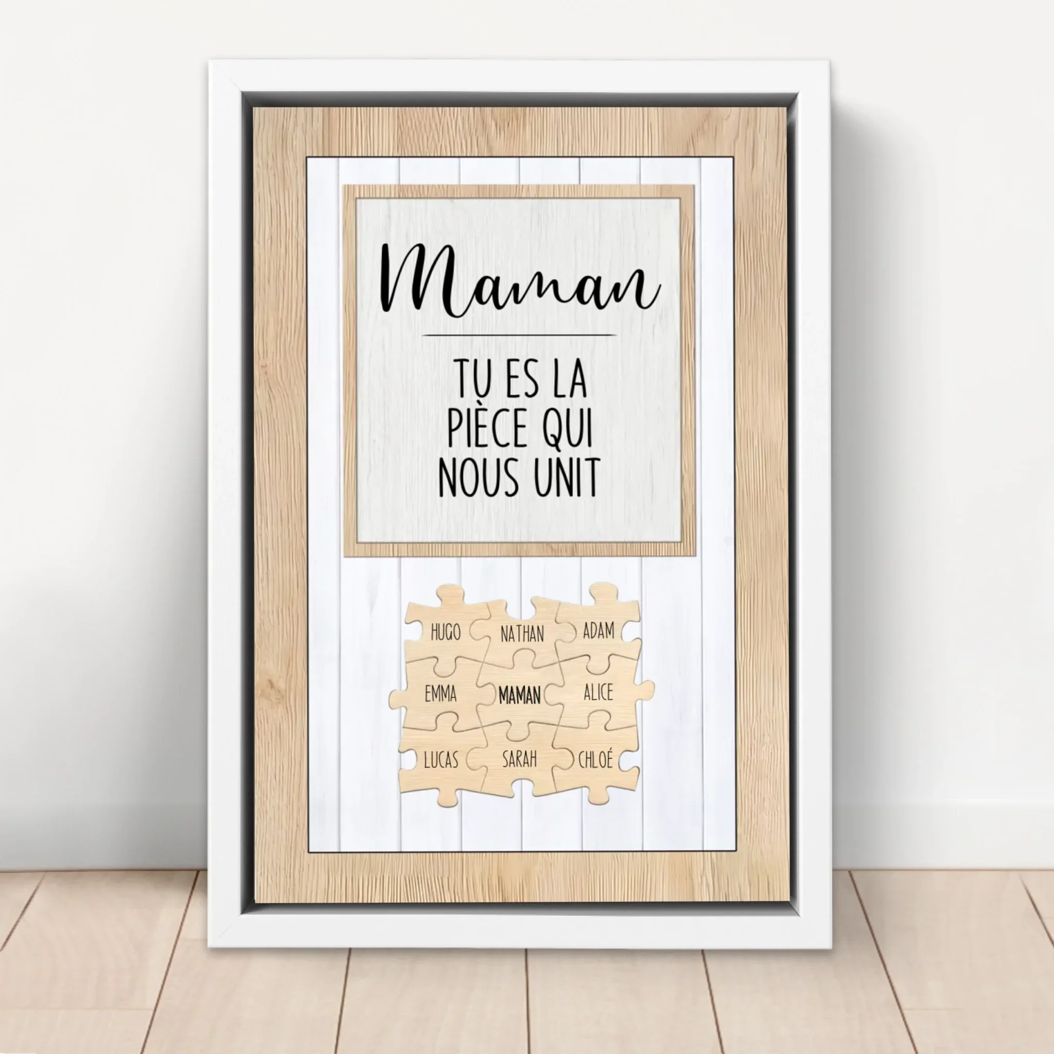 Toile personnalisée – Maman, tu es la pièce du puzzle qui nous unit - Image 6