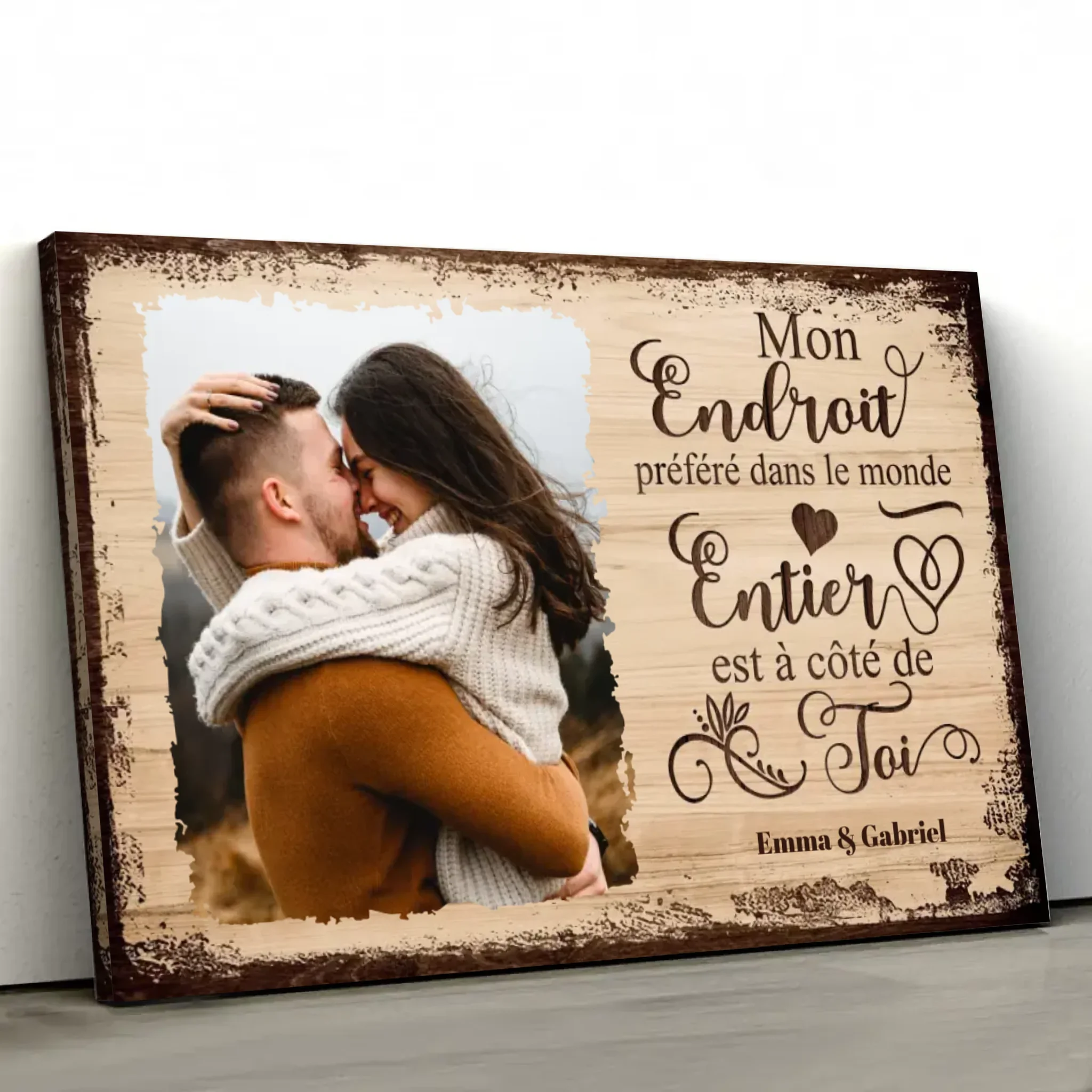 Toile personnalisée “Mon endroit préféré est à côté de toi avec photo” - Image 2