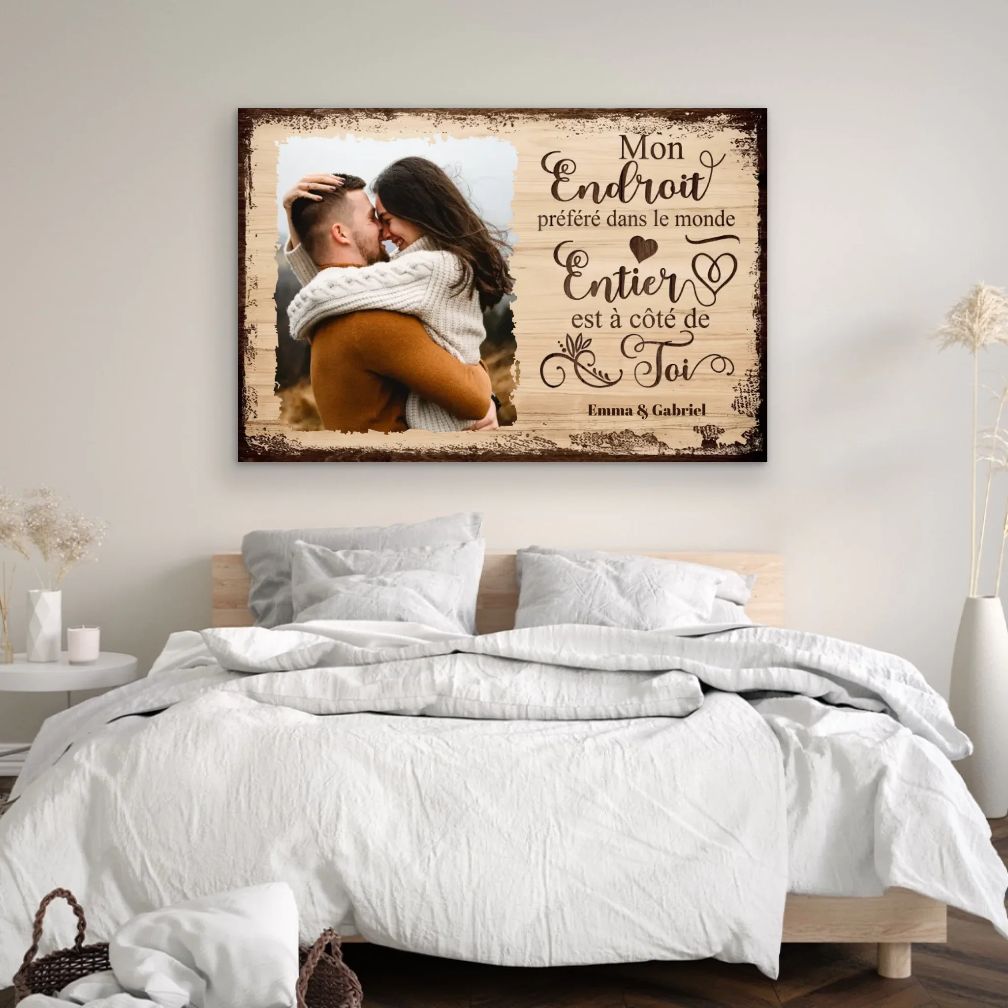 Toile personnalisée “Mon endroit préféré est à côté de toi avec photo” - Image 4