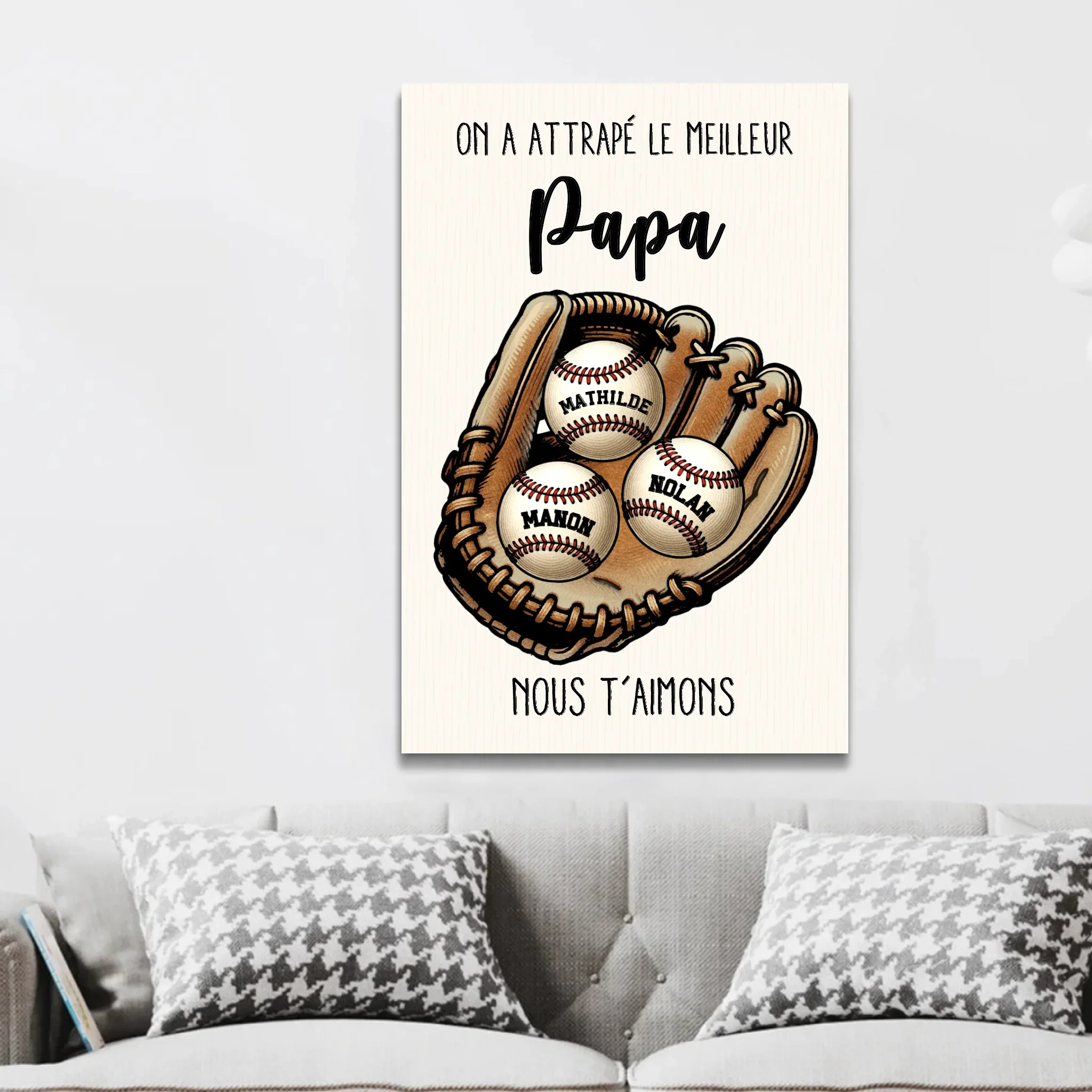 Toile personnalisée "On a chopé le meilleur papa ou la meilleure maman" - Image 2