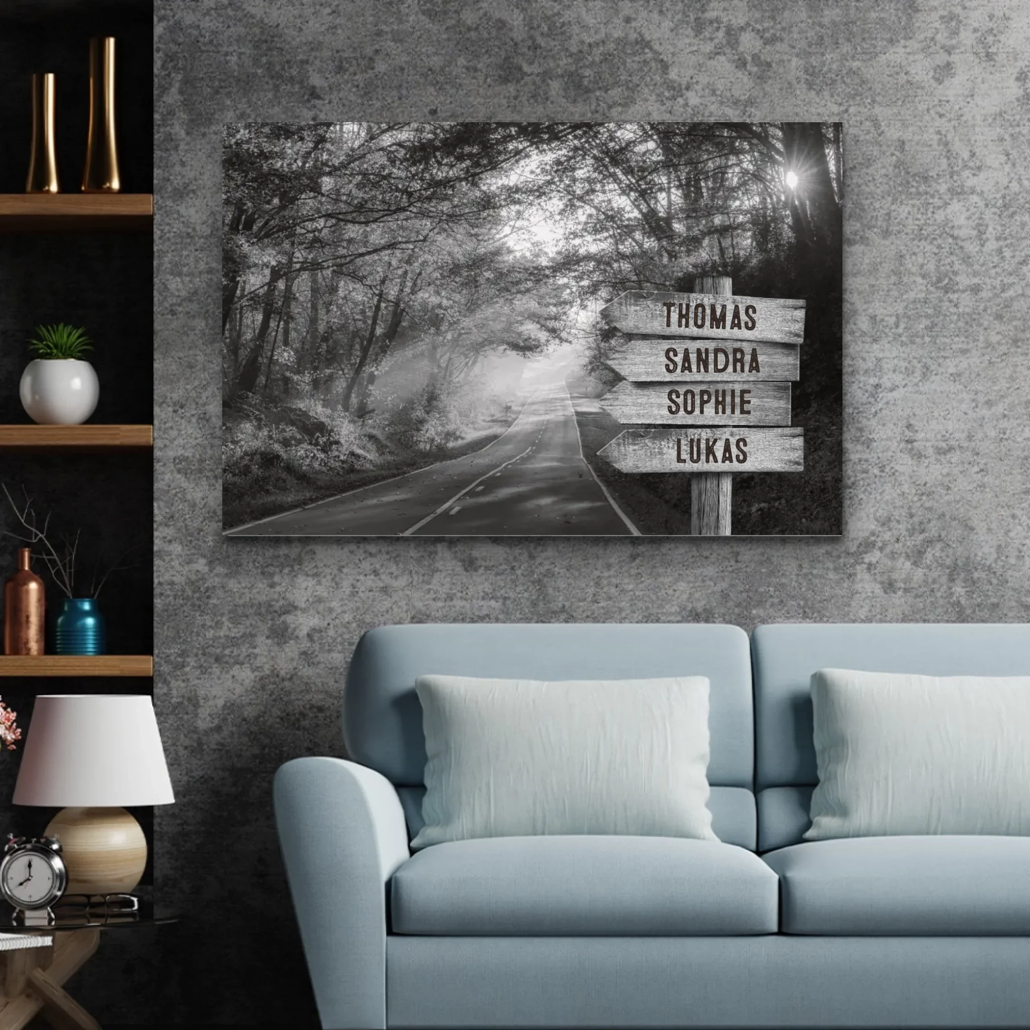 Toile personnalisée "Panneau indicateur en lisière de forêt" - Image 3