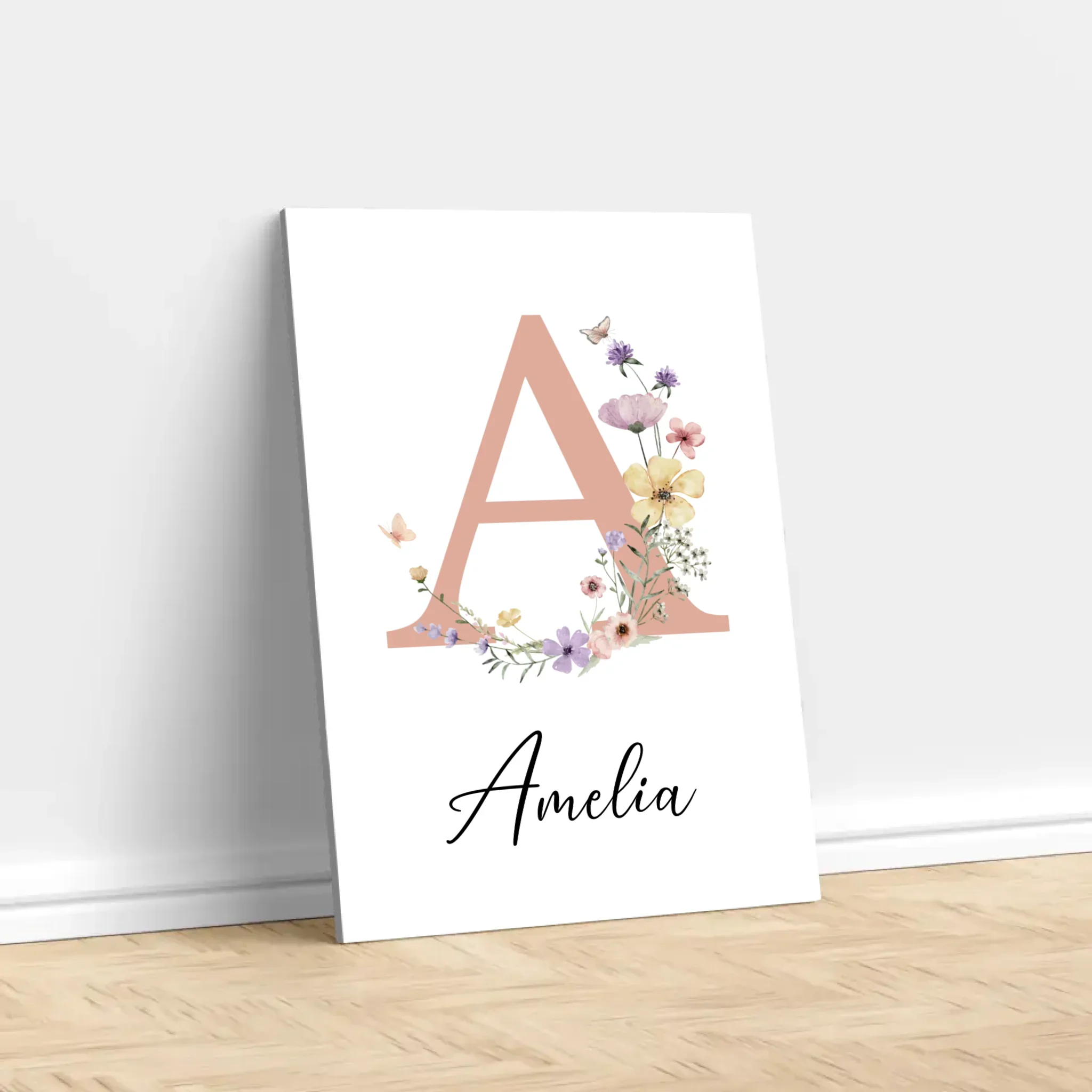 Toile personnalisée – Panneau prénom floral pour bébé - Image 3