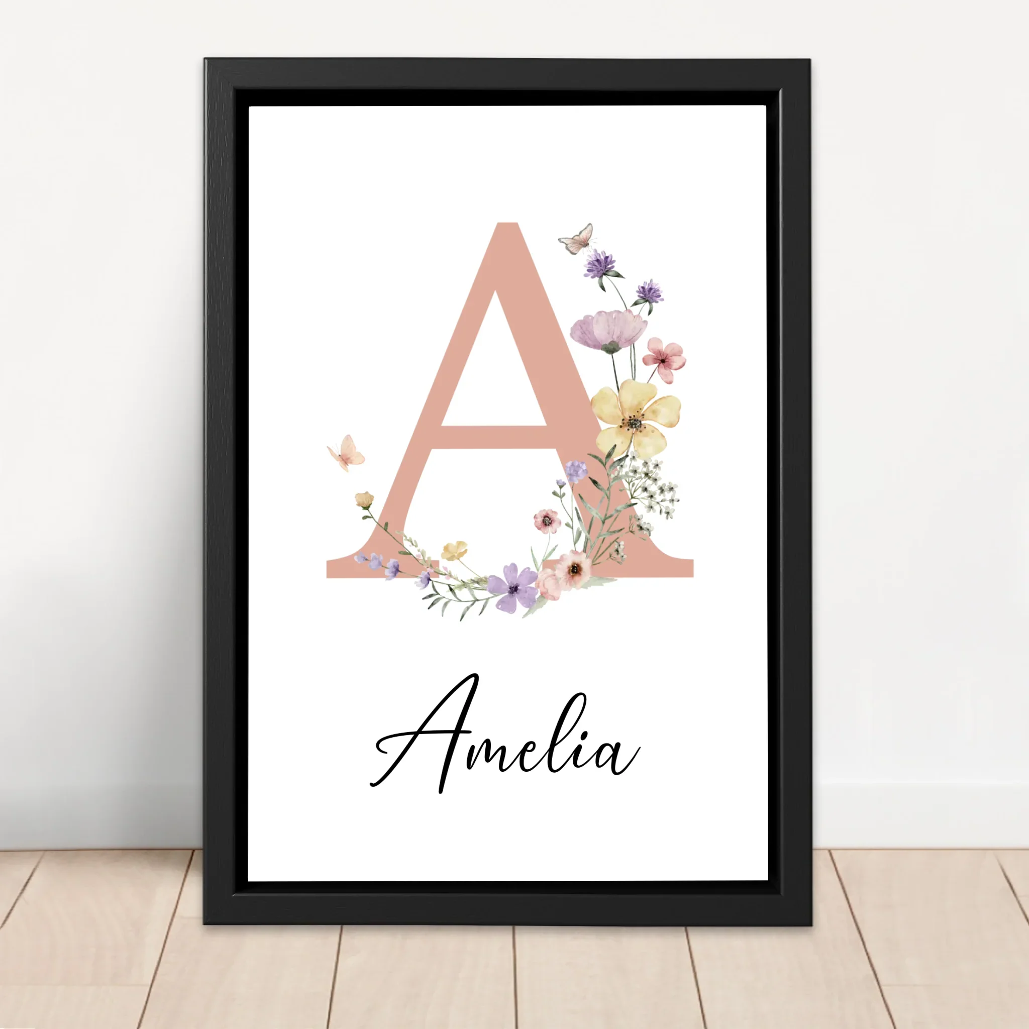 Toile personnalisée – Panneau prénom floral pour bébé - Image 4