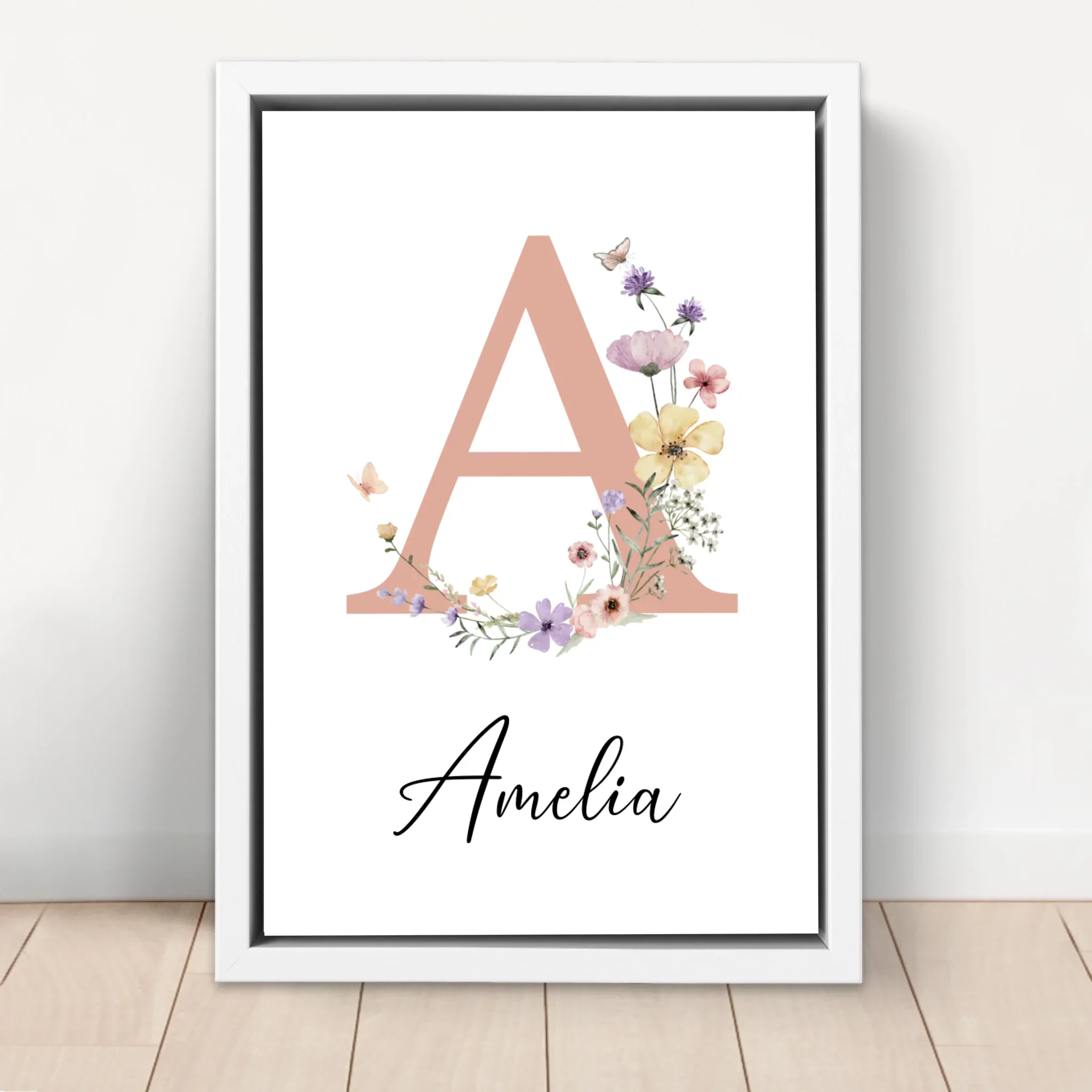 Toile personnalisée – Panneau prénom floral pour bébé - Image 6