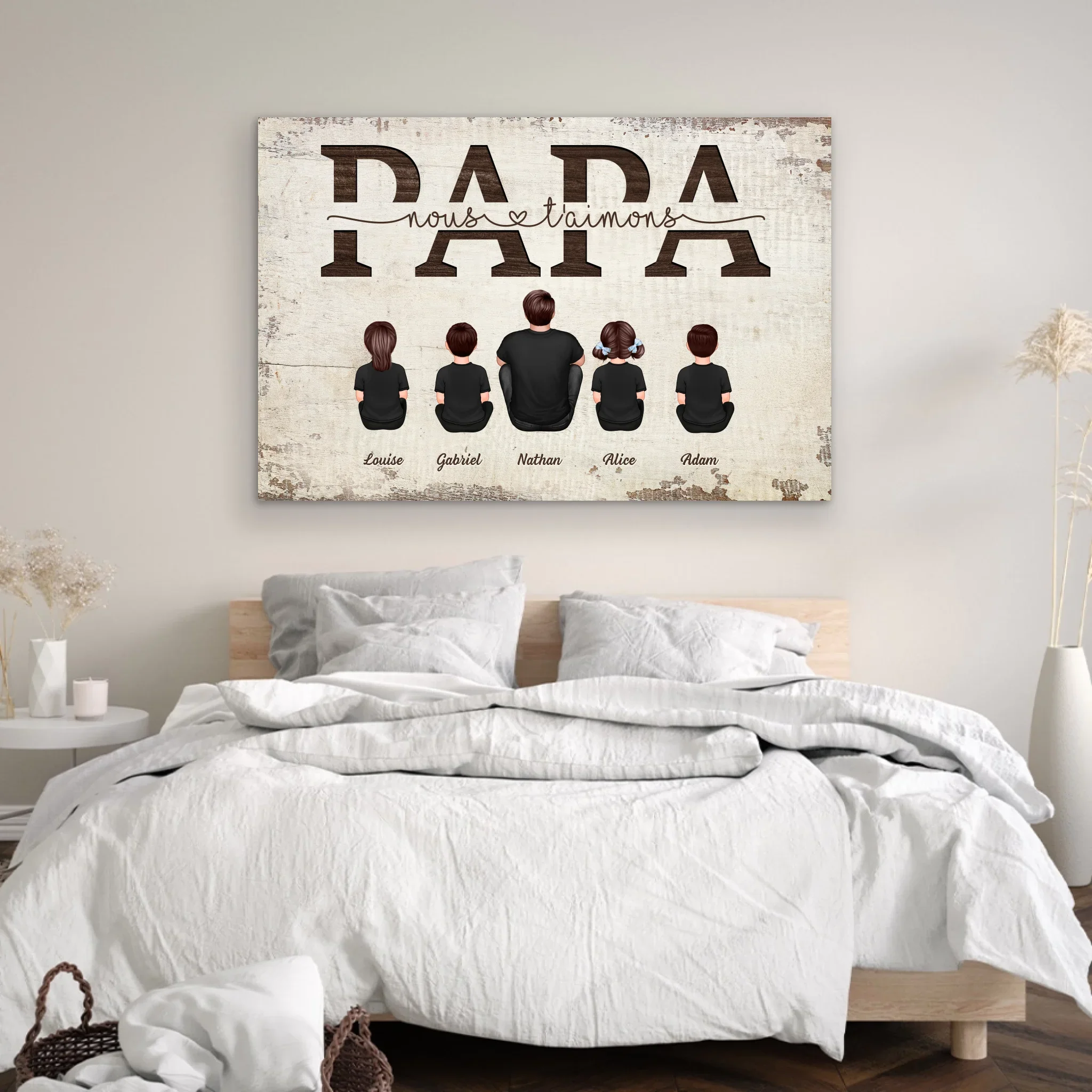Toile personnalisée "Papa, nous t'aimons - Avec les membres de la famille" - Image 4