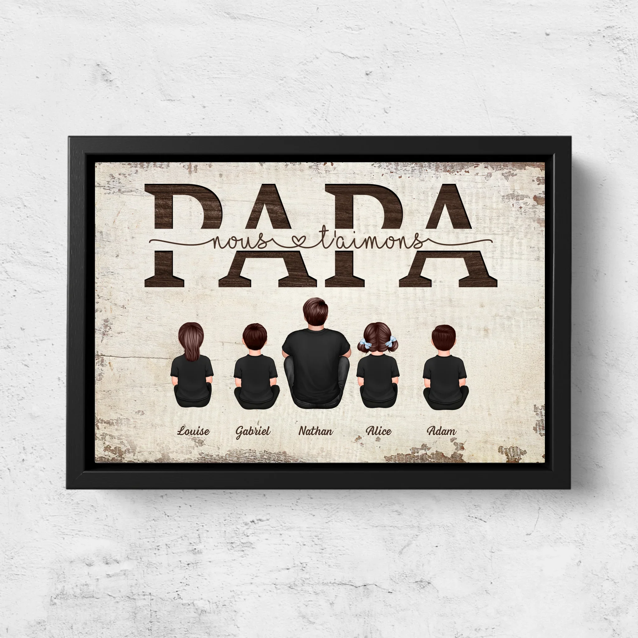 Toile personnalisée "Papa, nous t'aimons - Avec les membres de la famille" - Image 5