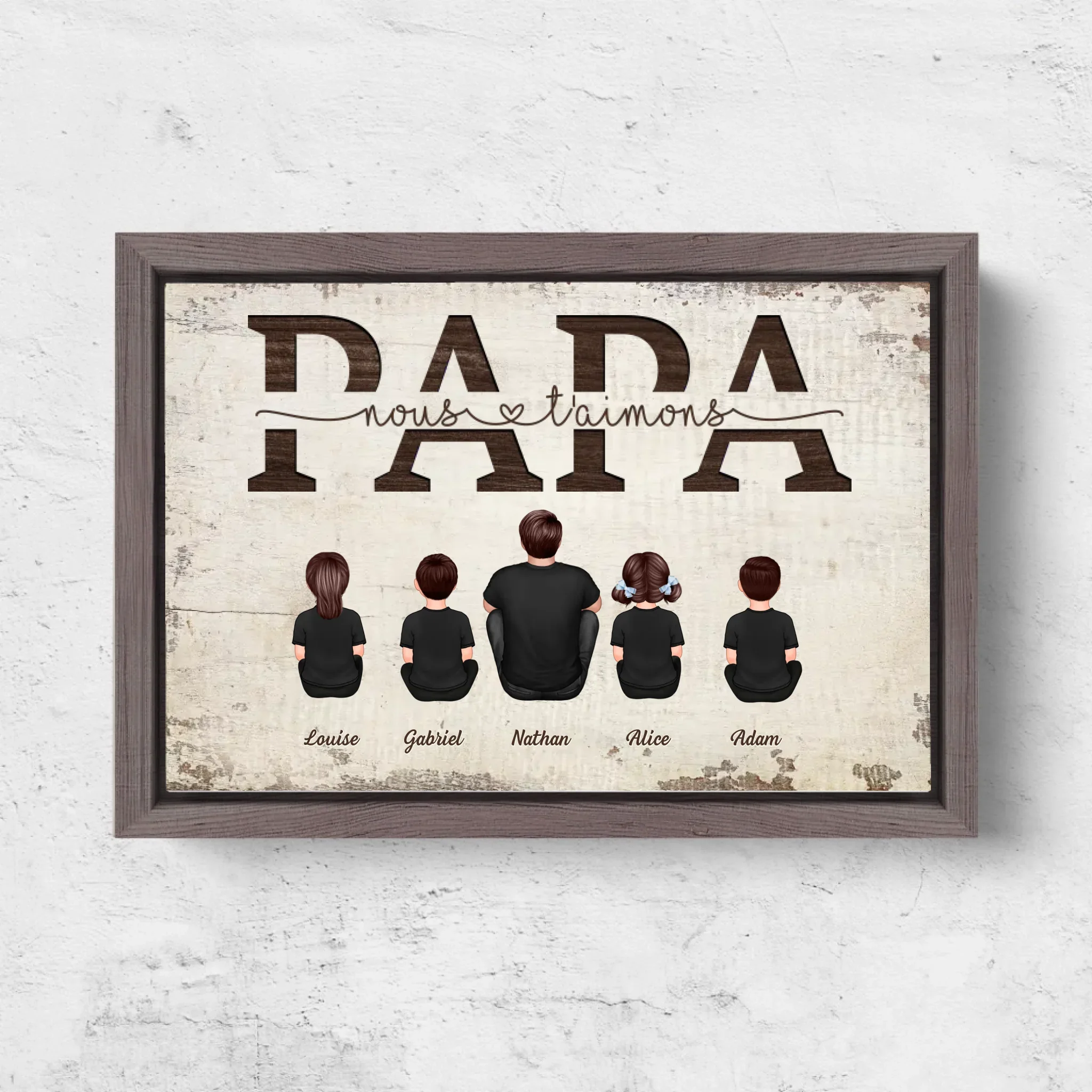 Toile personnalisée "Papa, nous t'aimons - Avec les membres de la famille" - Image 6