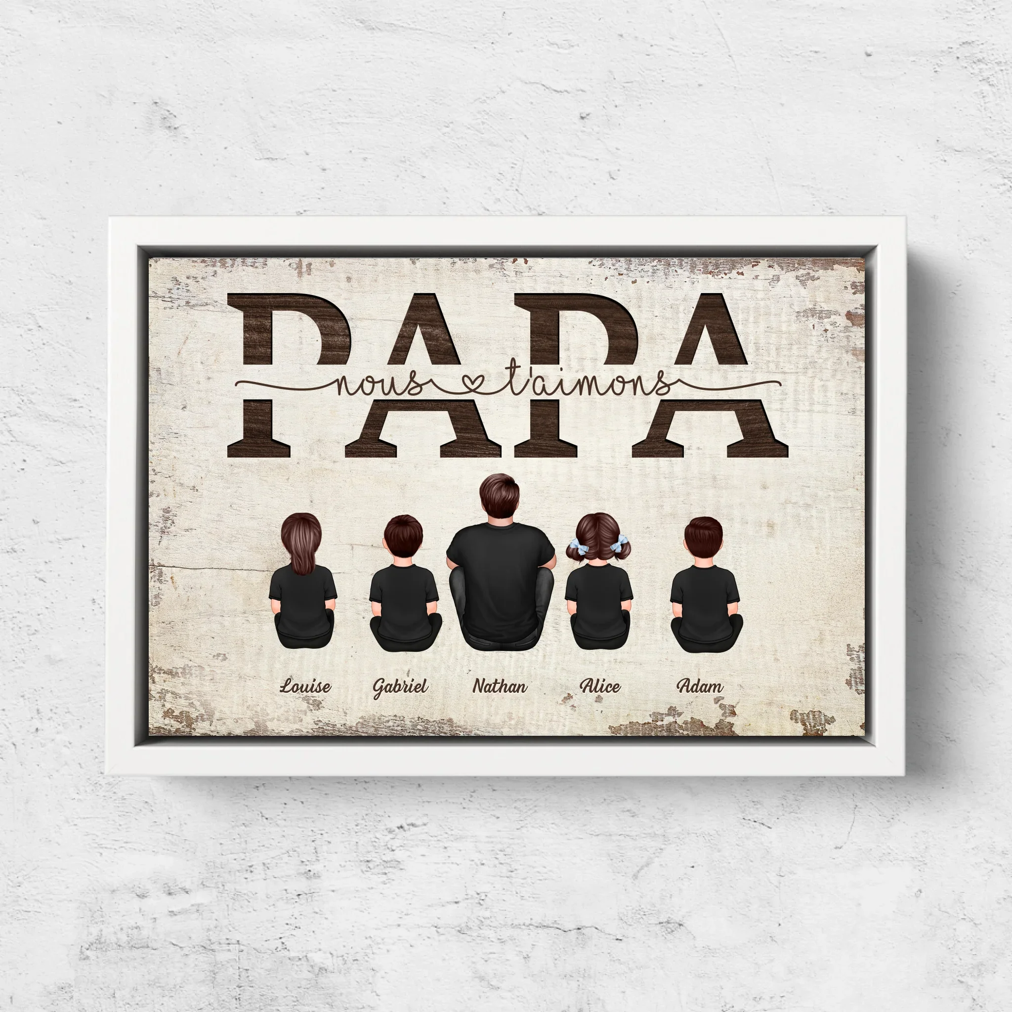 Toile personnalisée "Papa, nous t'aimons - Avec les membres de la famille" - Image 7