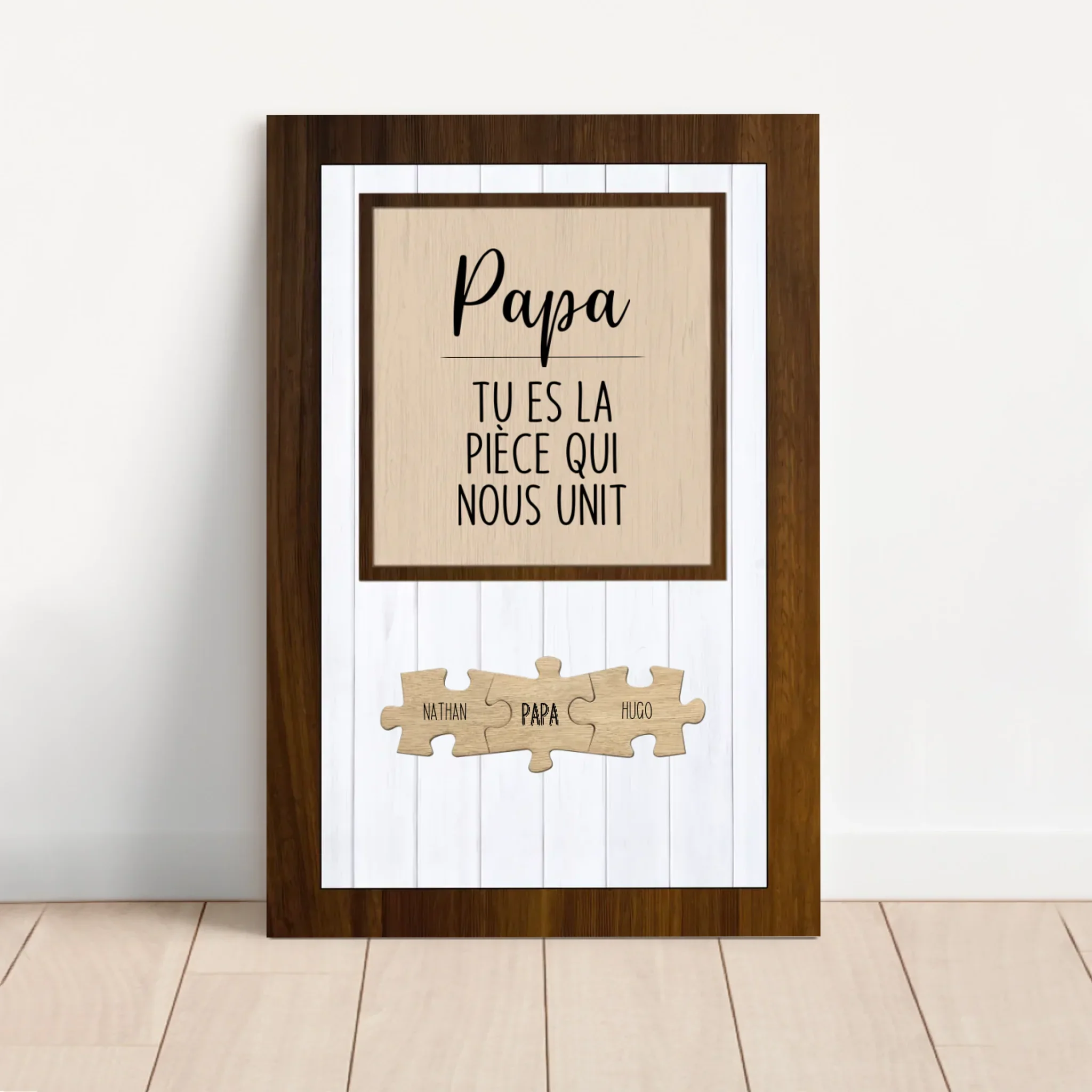 Toile personnalisée – Papa, tu es la pièce du puzzle qui nous unit