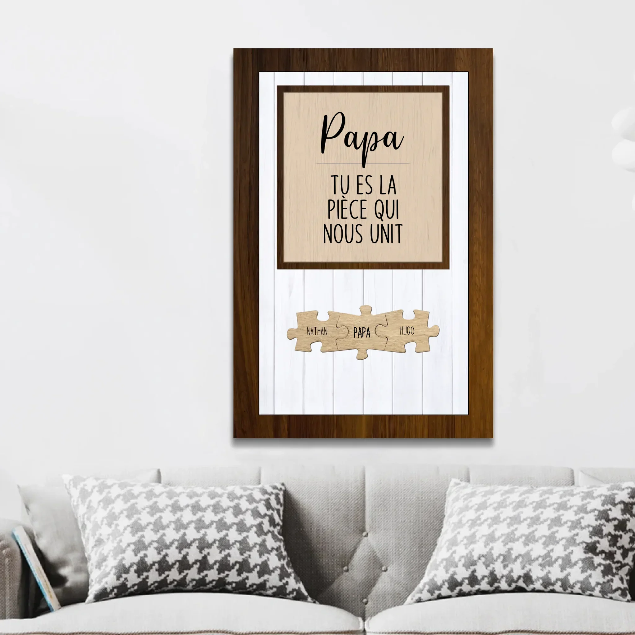 Toile personnalisée – Papa, tu es la pièce du puzzle qui nous unit - Image 2
