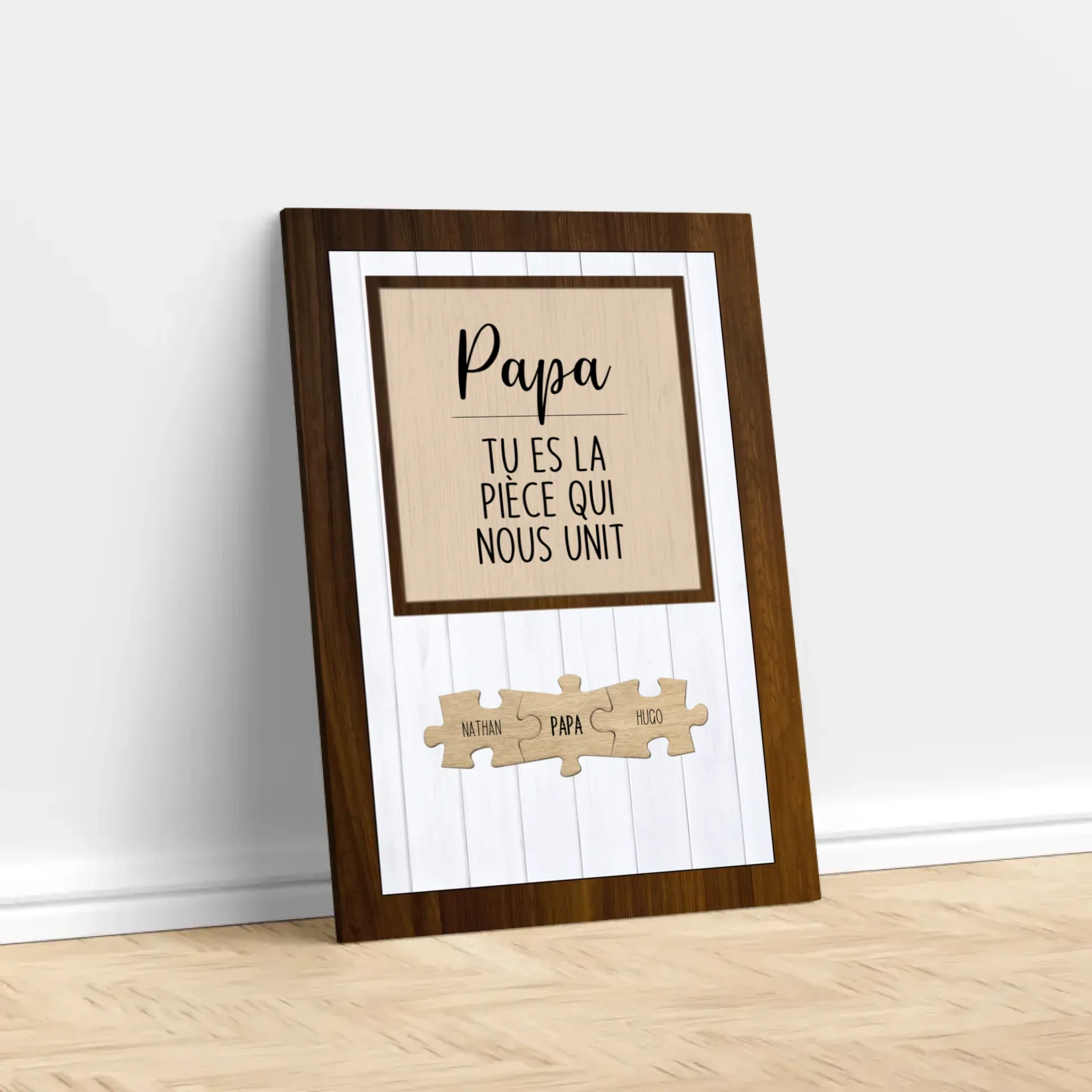 Toile personnalisée – Papa, tu es la pièce du puzzle qui nous unit - Image 3