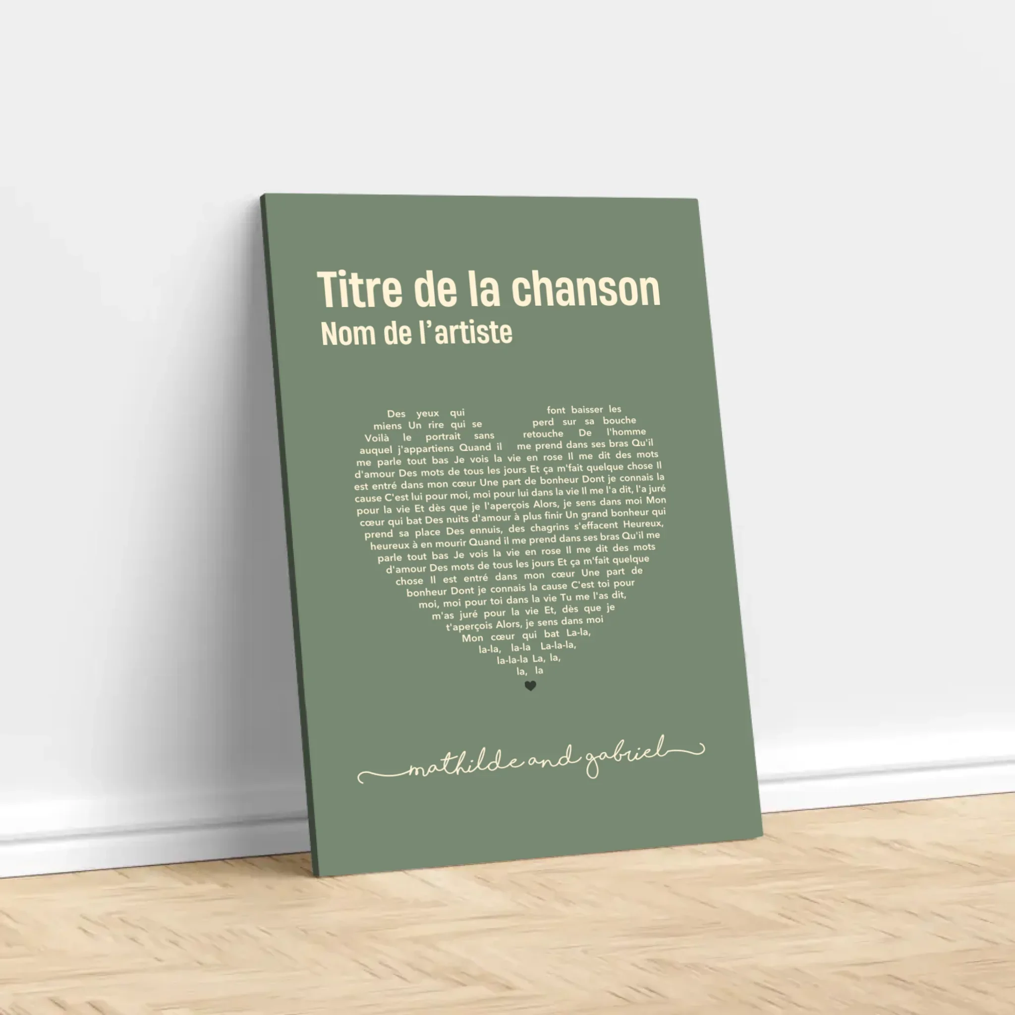 Toile personnalisée – Paroles de chanson en forme de cœur - Image 3