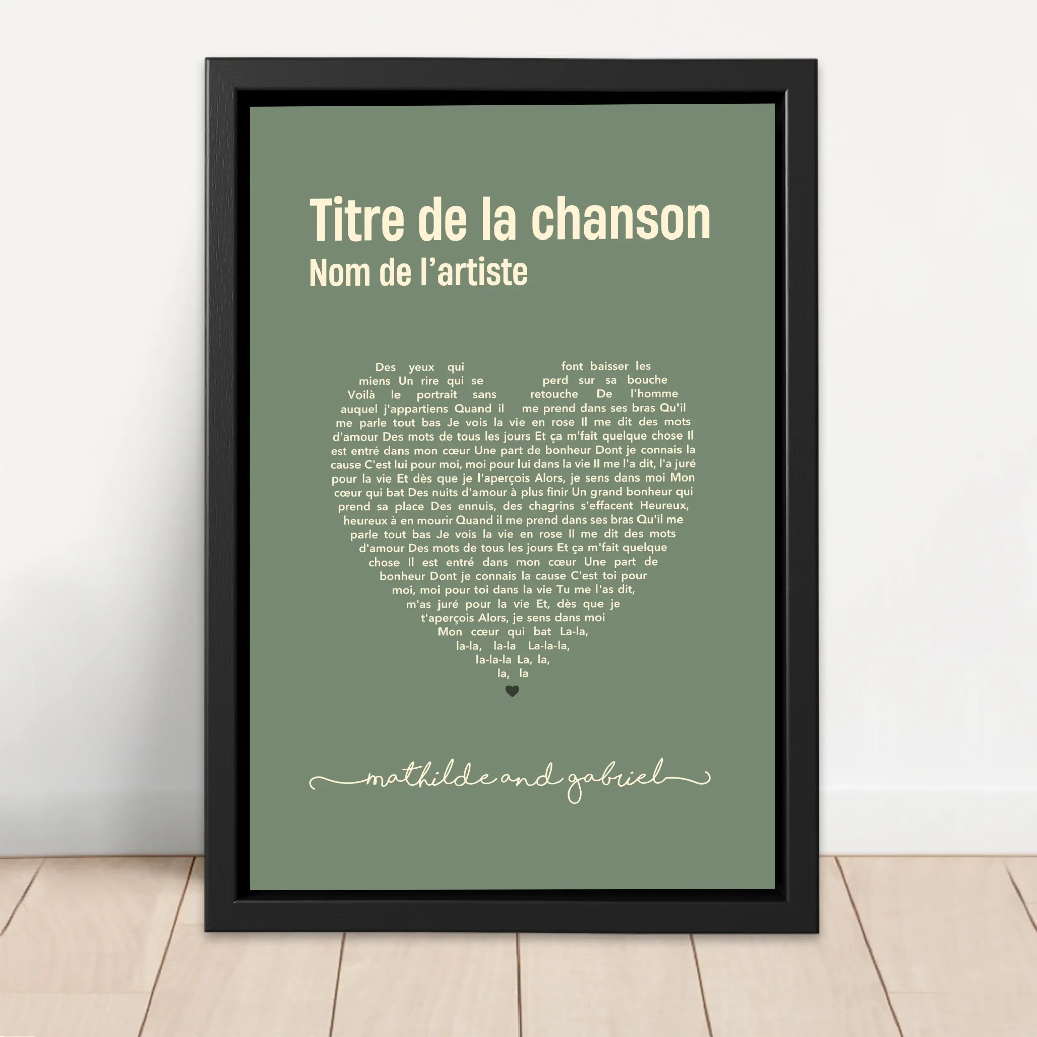 Toile personnalisée – Paroles de chanson en forme de cœur - Image 4