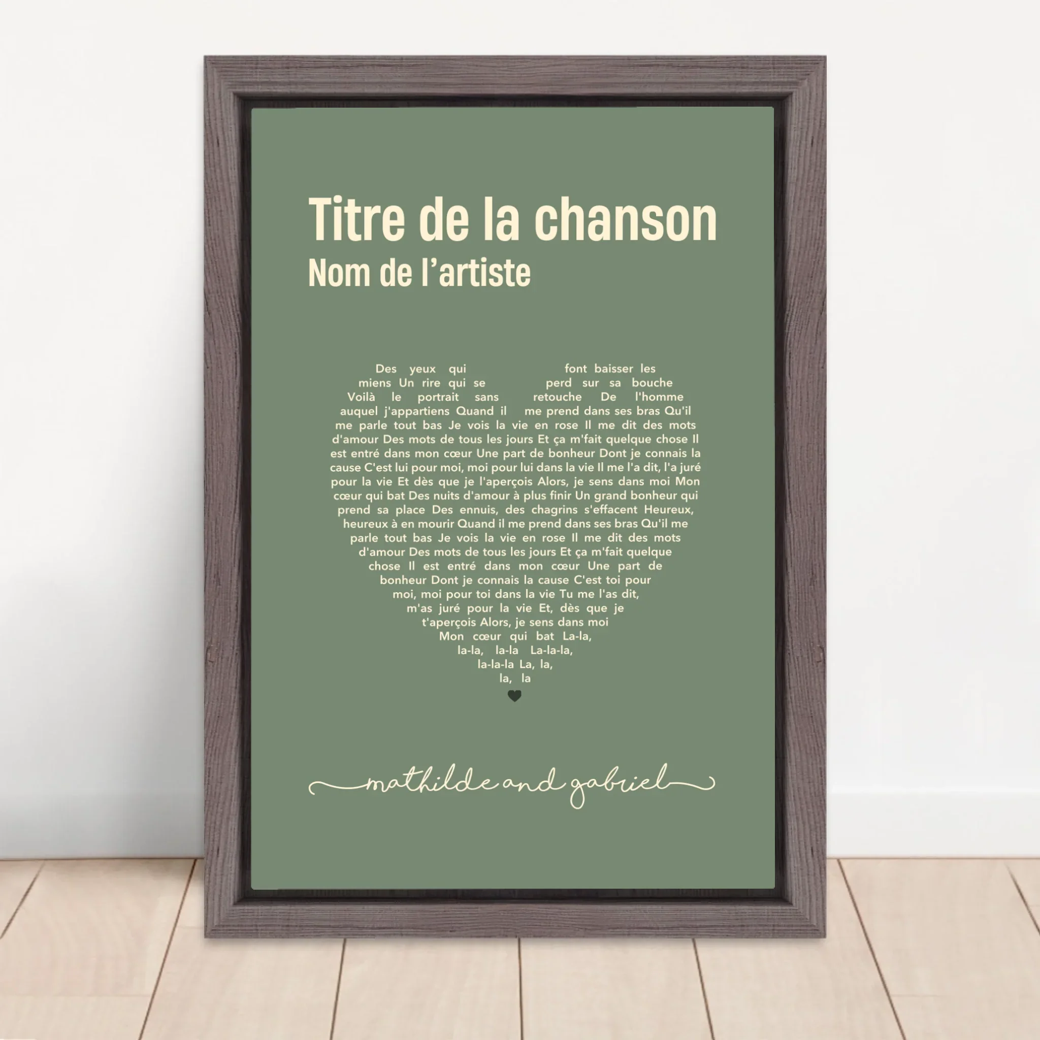 Toile personnalisée – Paroles de chanson en forme de cœur - Image 5