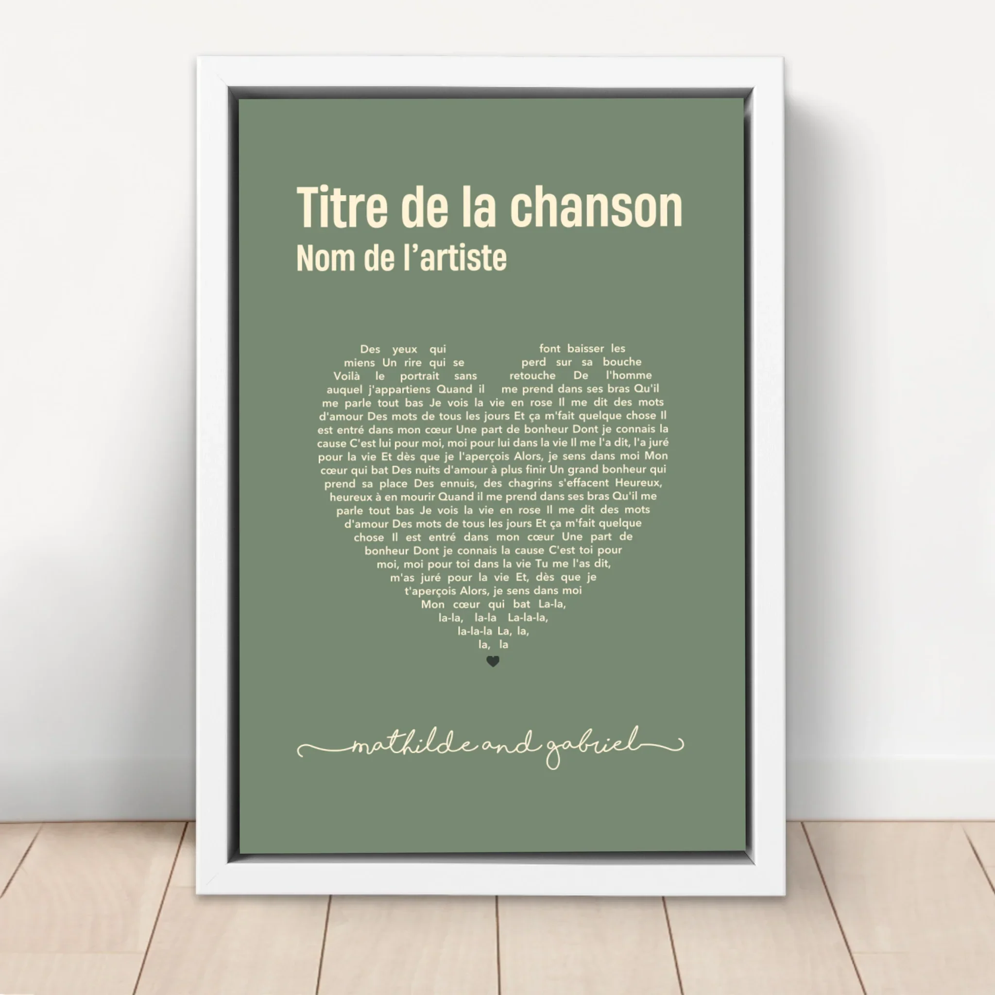 Toile personnalisée – Paroles de chanson en forme de cœur - Image 6