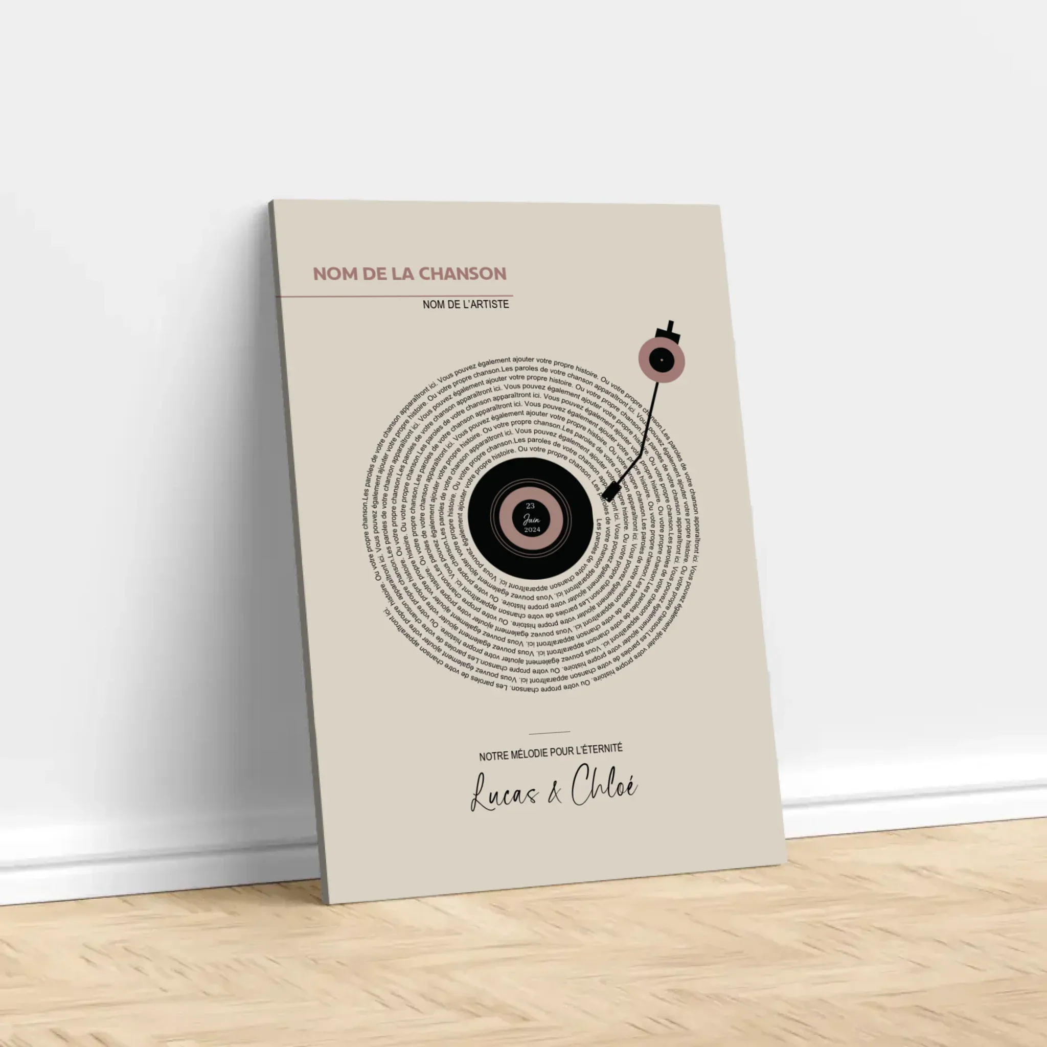Toile personnalisée – Paroles de chansons vinyle rétro - Image 3