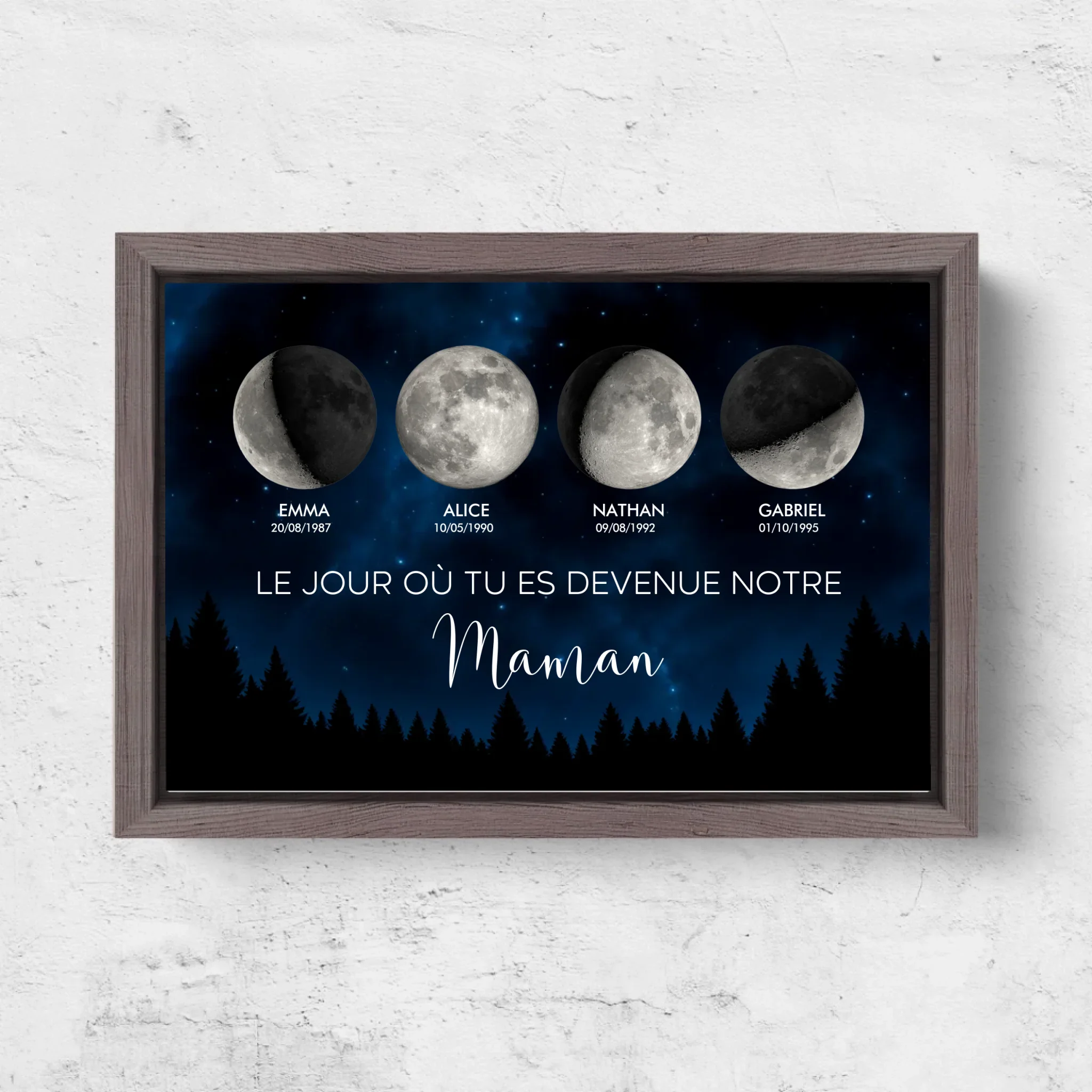 Toile personnalisée "Phase de lune - Les jours où tu es devenue notre maman" - Image 6