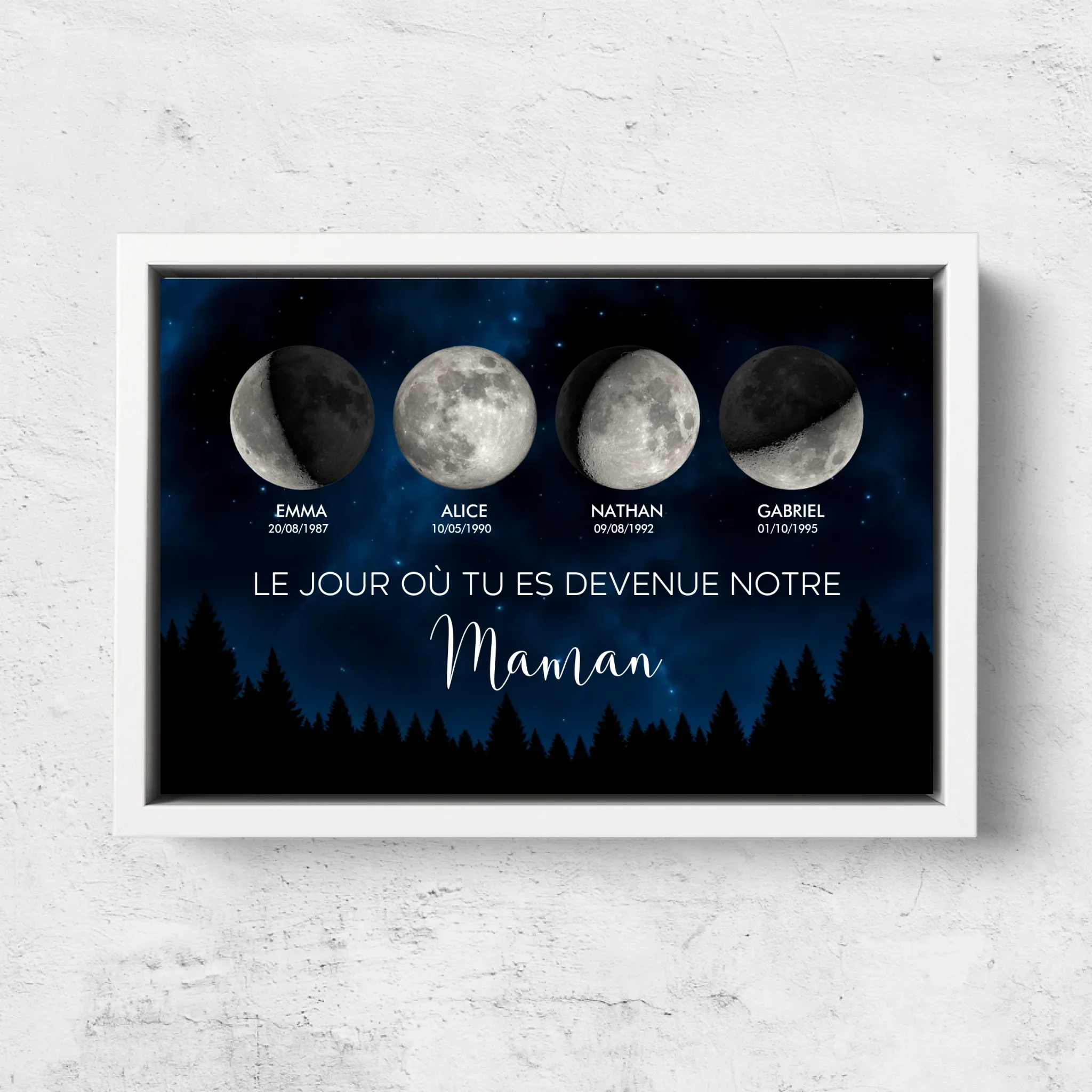 Toile personnalisée "Phase de lune - Les jours où tu es devenue notre maman" - Image 7