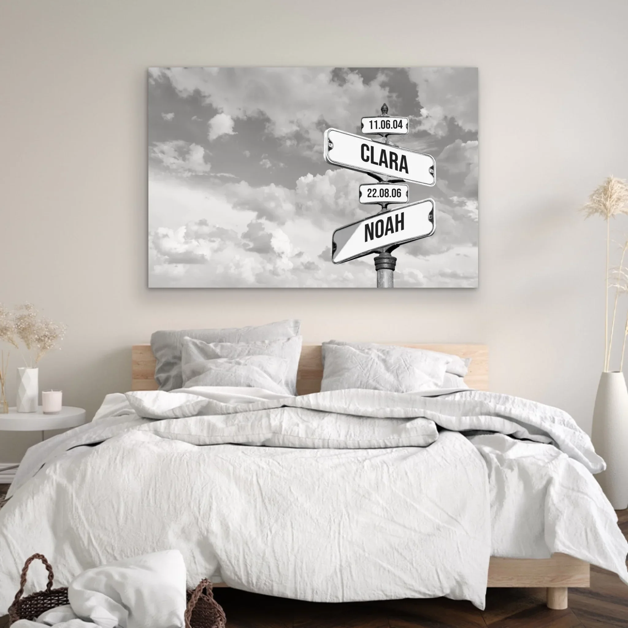 Toile personnalisée “Plaque de rue vintage avec date de naissance des enfants - Horizontale” - Image 4