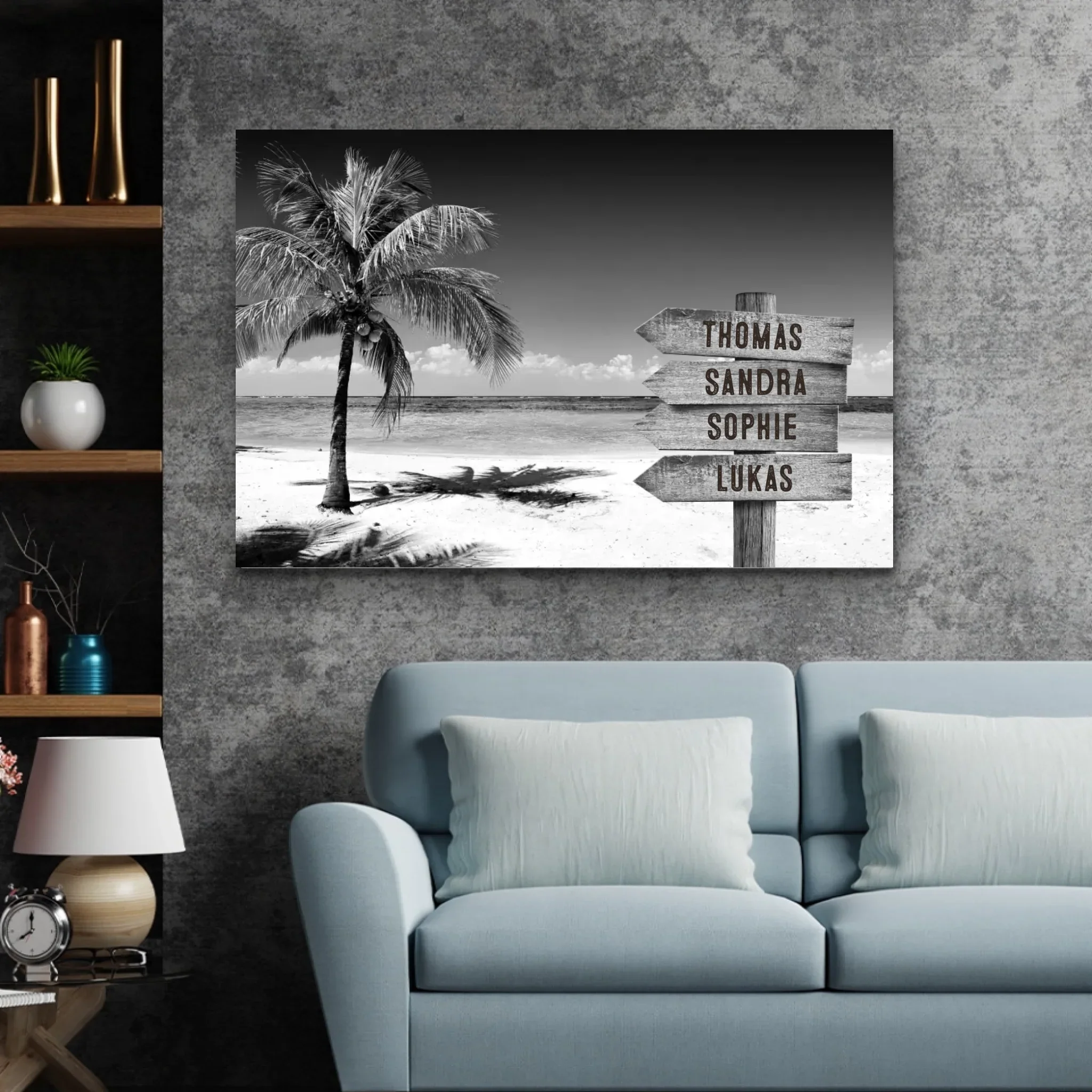 Toile personnalisée "Poteau indicateur à l'océan tropical" - Image 3