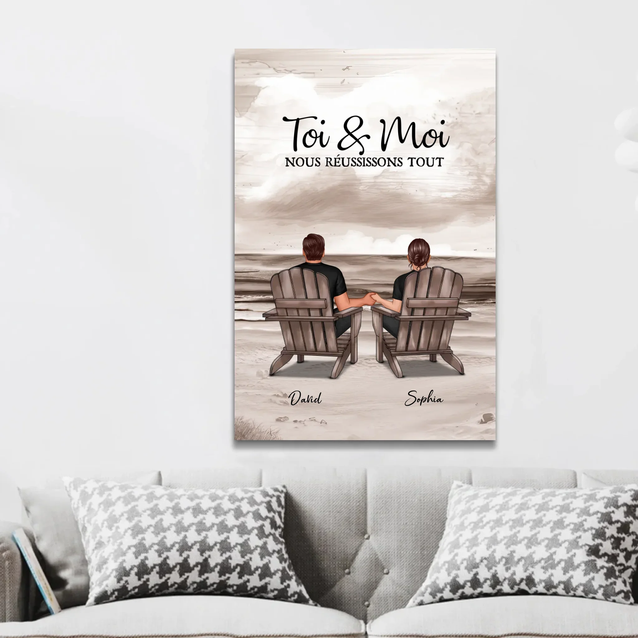 Toile personnalisée – Toi et moi, on gère ça – vertical - Image 2