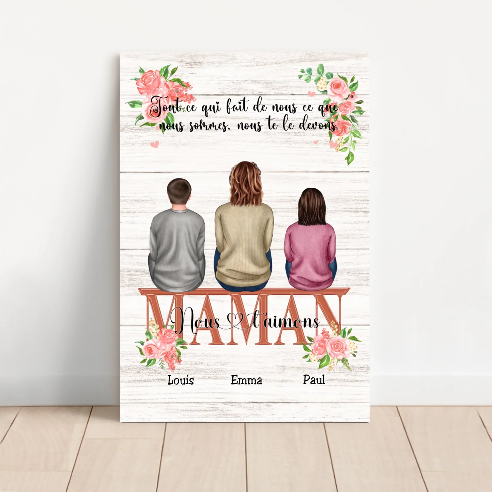 Toile personnalisée "Tout ce qui fait de nous ce que nous sommes, nous te le devons - Cadeau pour maman"