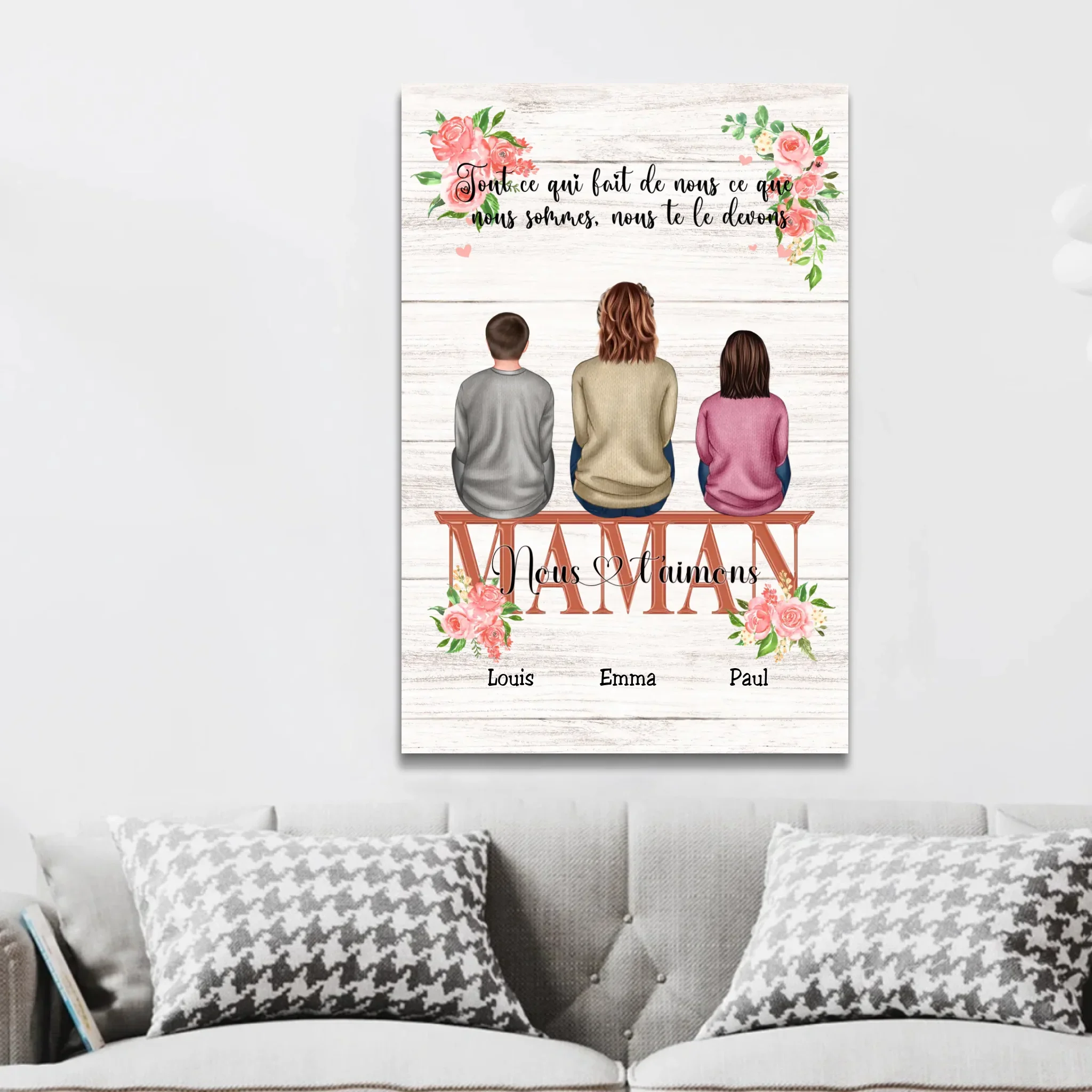 Toile personnalisée "Tout ce qui fait de nous ce que nous sommes, nous te le devons - Cadeau pour maman" - Image 2