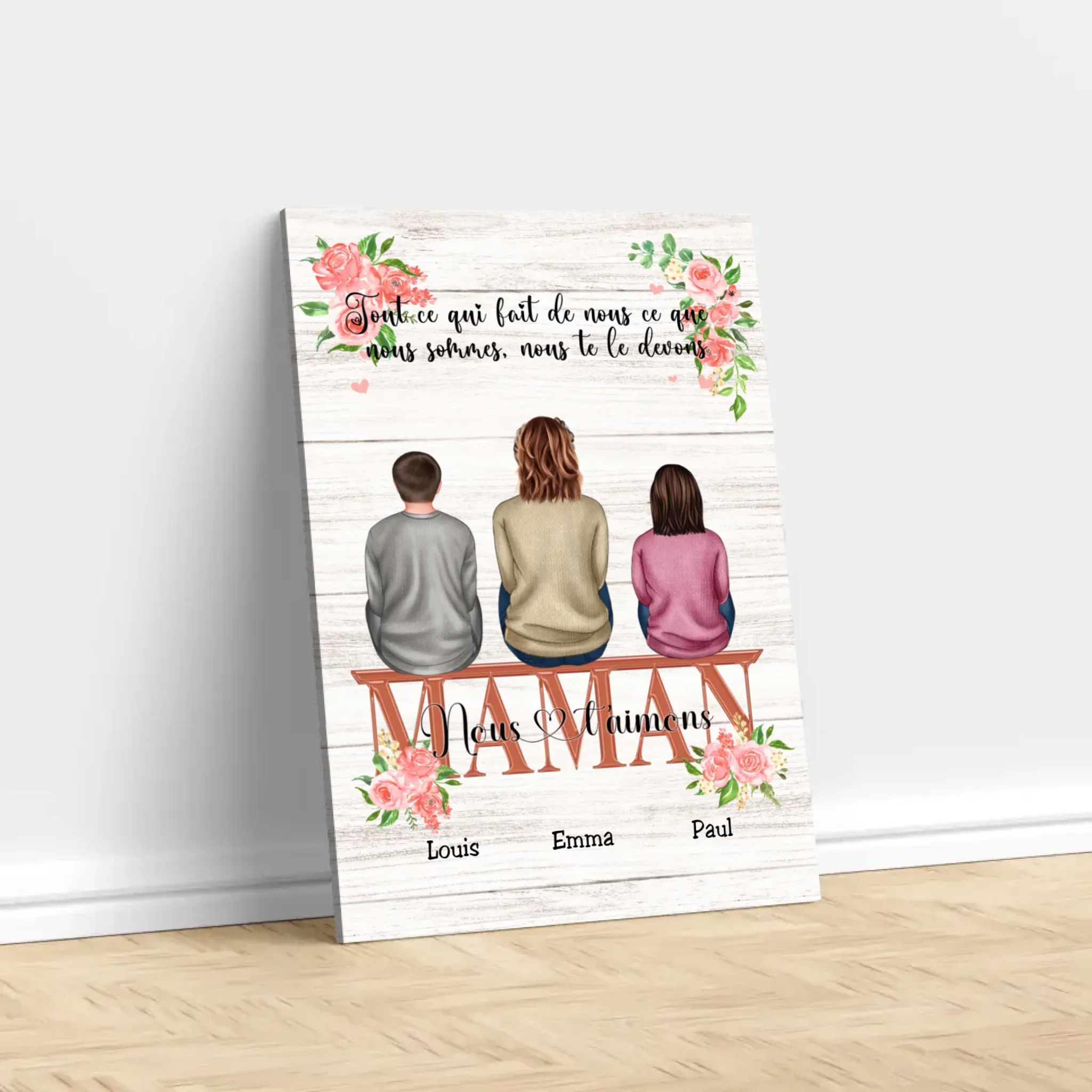 Toile personnalisée "Tout ce qui fait de nous ce que nous sommes, nous te le devons - Cadeau pour maman" - Image 3