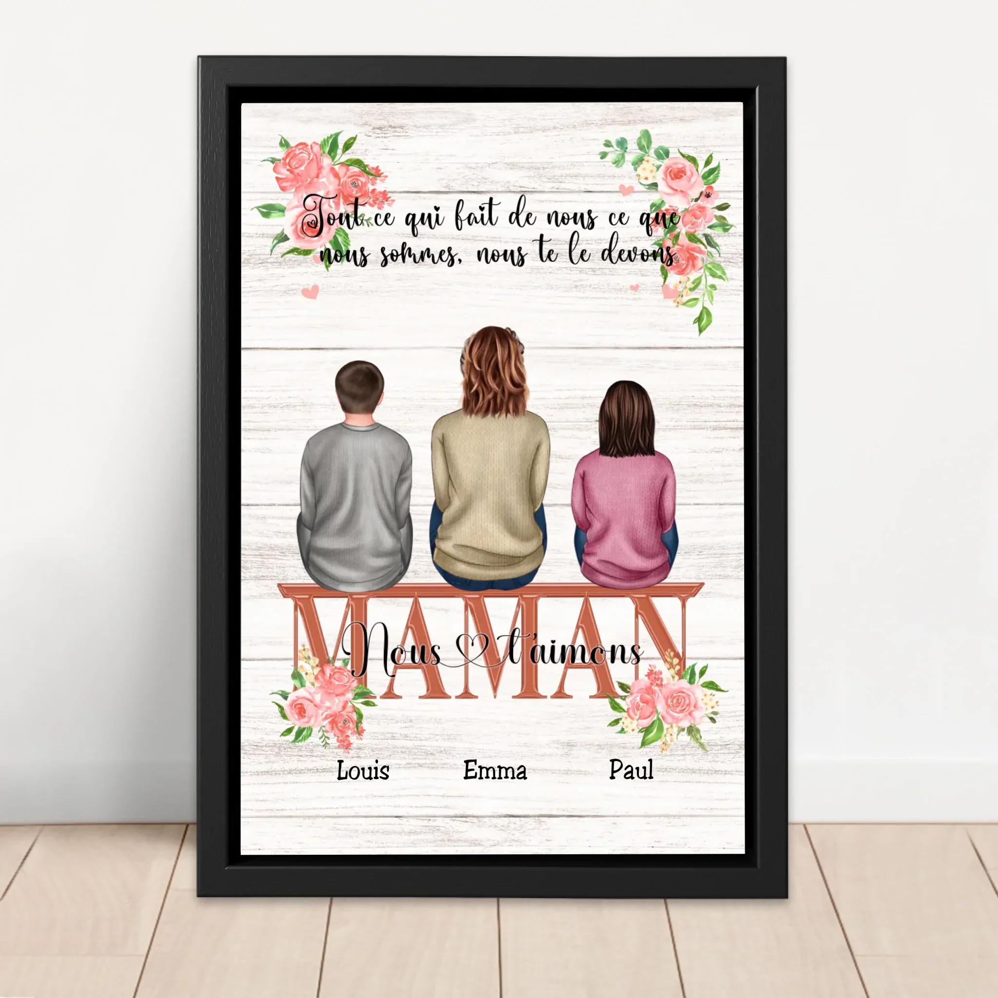 Toile personnalisée "Tout ce qui fait de nous ce que nous sommes, nous te le devons - Cadeau pour maman" - Image 4