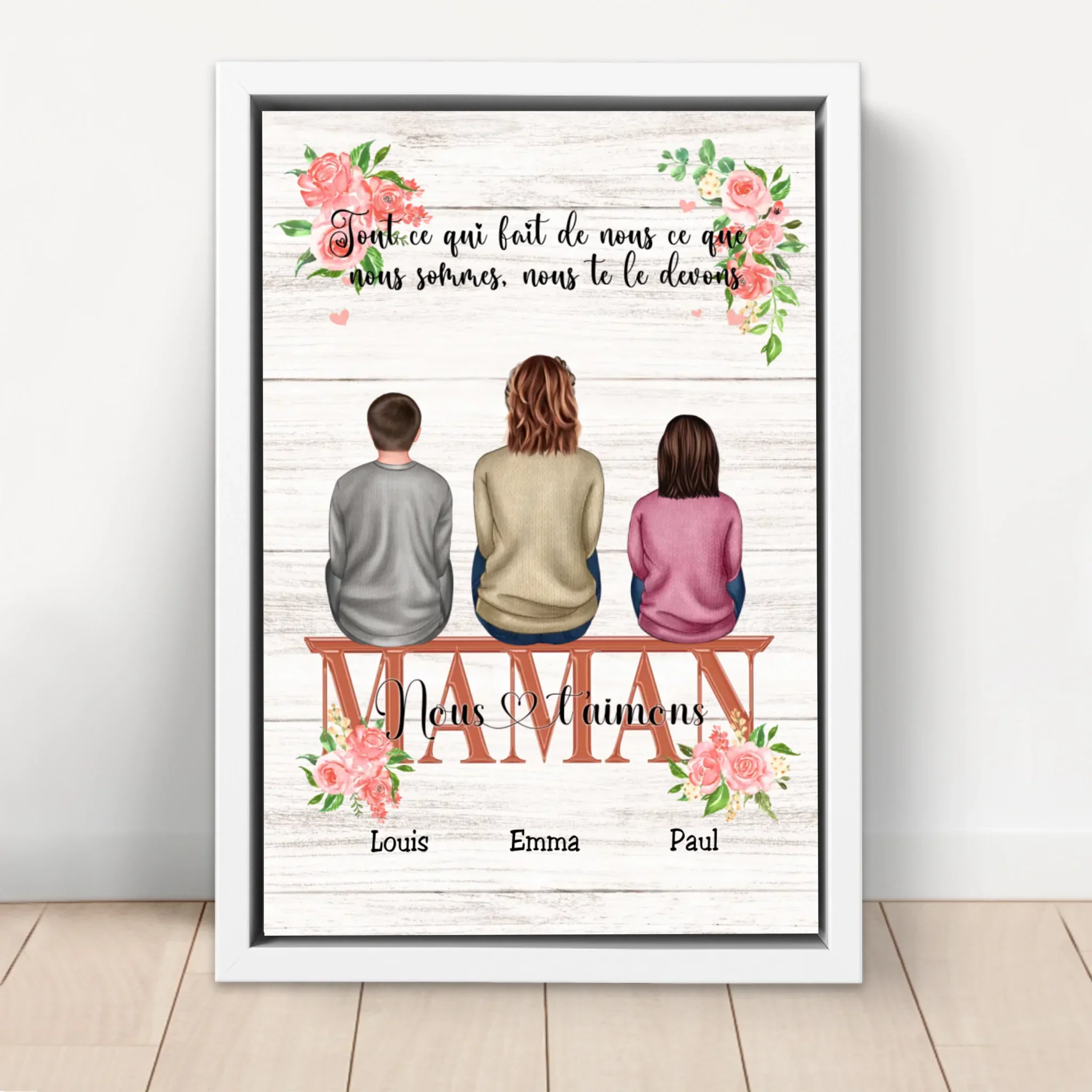 Toile personnalisée "Tout ce qui fait de nous ce que nous sommes, nous te le devons - Cadeau pour maman" - Image 6